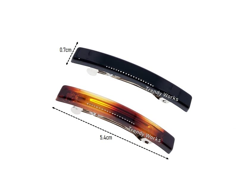Trendy Works 4-Piece Mini Hair Barrettes (5.4cm) - Black & Brown Ponytail Clips for Women, Girls & Kids - Perfect for School, Work & Everyday Hairstyles