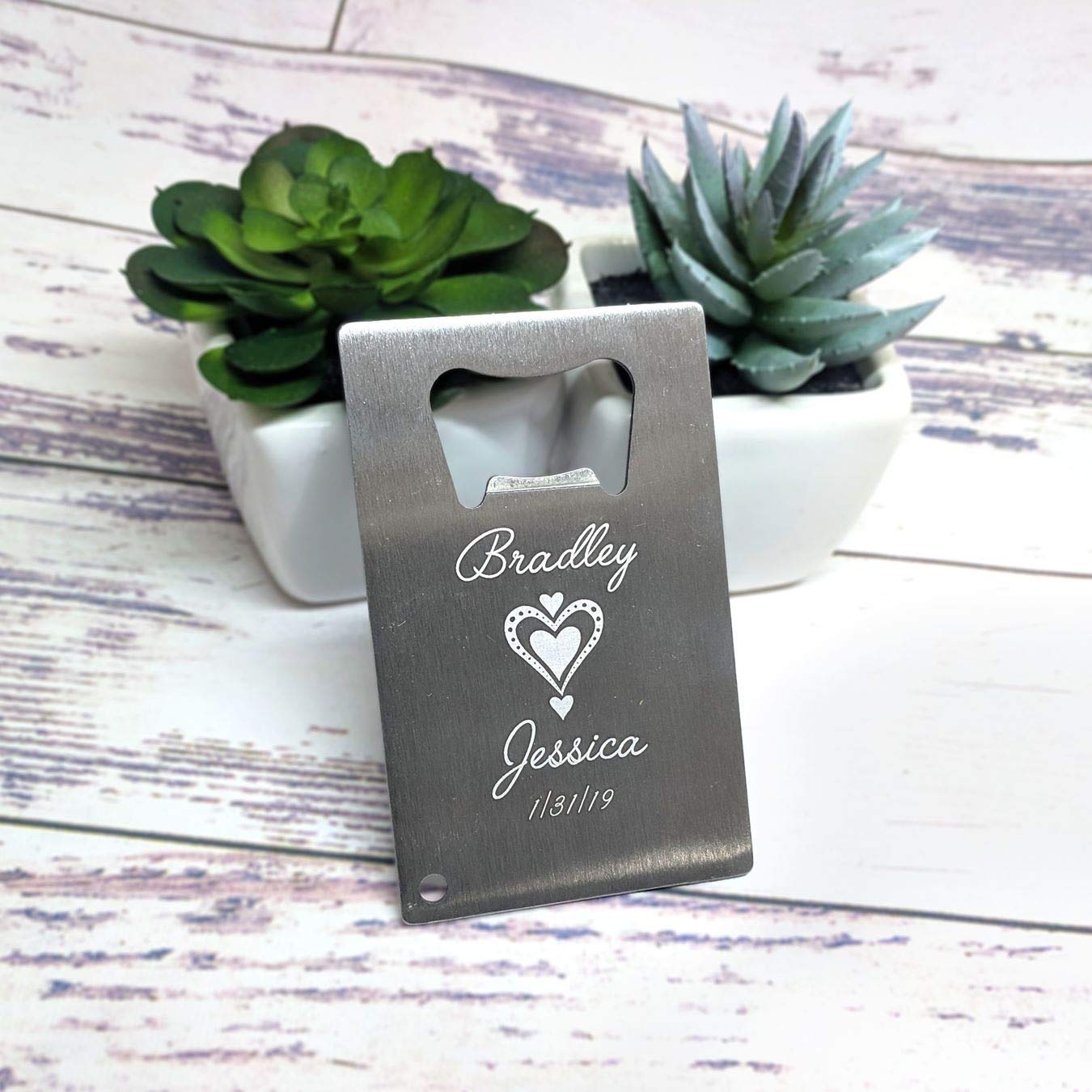 4 Hearts Design Stainless Steel Wedding Favor Credit Card Opener - 150 Pack - Perfect for Bridal Showers, Anniversary Gifts & Party Favors