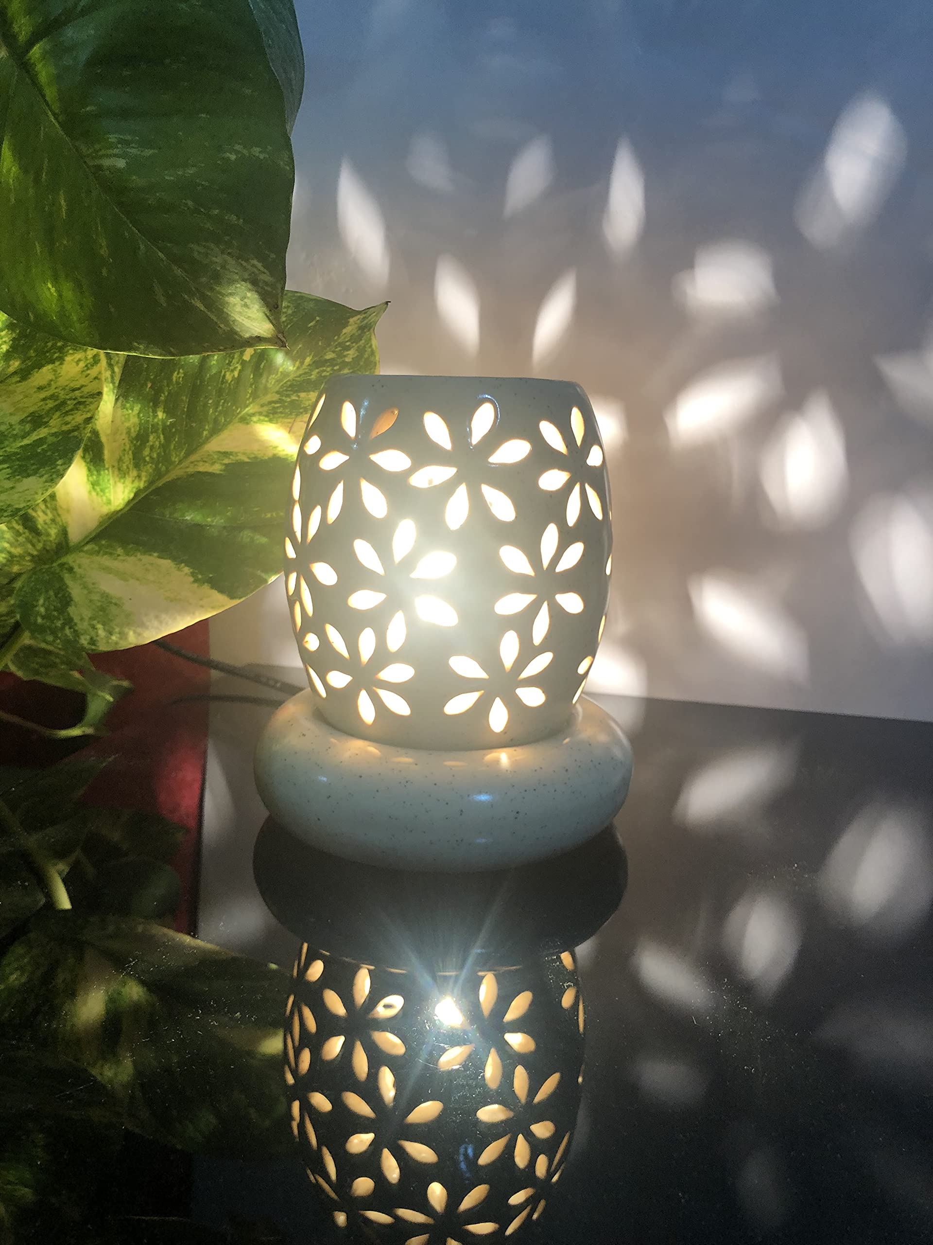Ancient Style Ceramic Electric Aroma Oil Diffuser with Extra Bulb - Handcrafted Essential Oil Burner & Fragrance Lamp for Home Decor, Yoga, Spa, and Relaxation