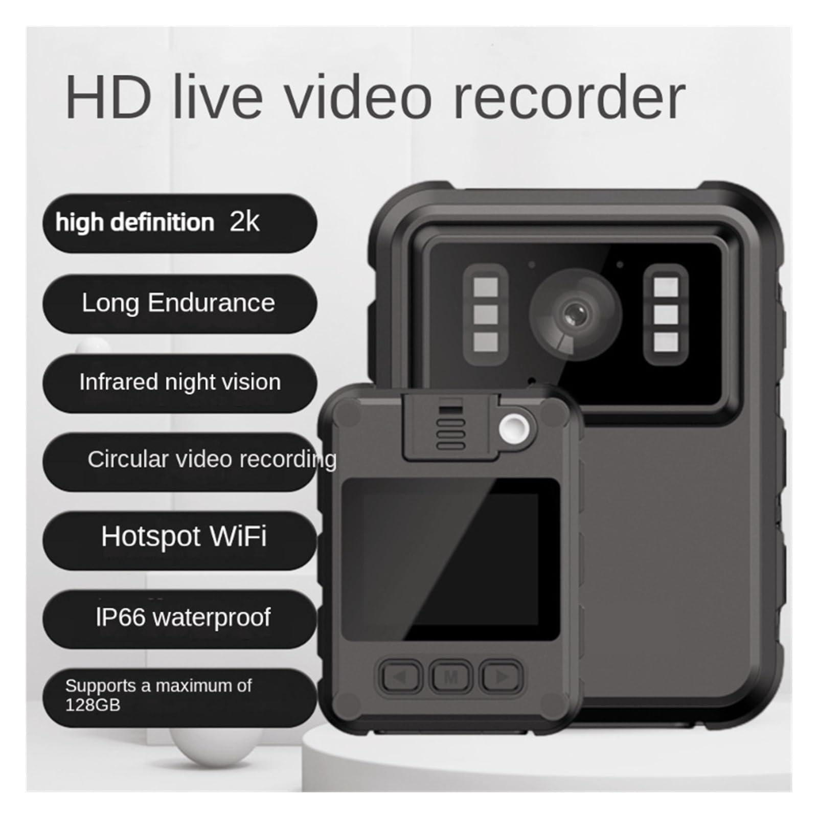MZZYG Mini WiFi Action Camera - 1080P Full HD, 2 Inch IPS Touch Screen, IP67 Waterproof, Night Vision - Body Camera for Security Guard, Police, Outdoor Sports (Includes 128GB Card, L9 1080P) - Perfect for Adventure, Surveillance & Underwater Recording