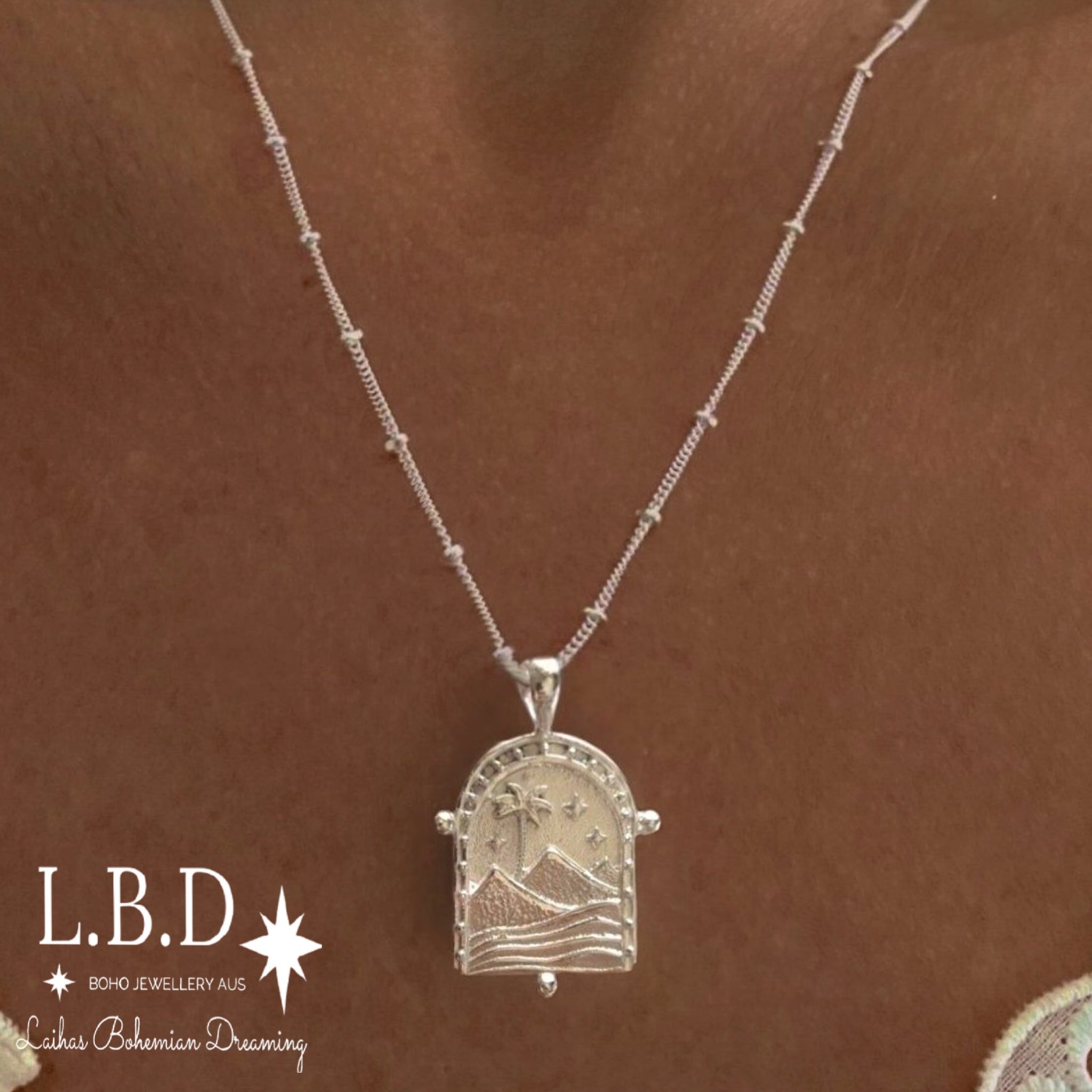 Bohemian Paradise Sterling Silver Necklace for Women - Handmade Layering Pendant Jewelry - Perfect for Festivals, Beach Vacations & Boho Style Outfits