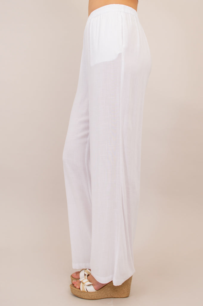 Bella Women's Linen Bamboo Pants - White | Comfortable & Breathable for Summer, Travel & Casual Wear