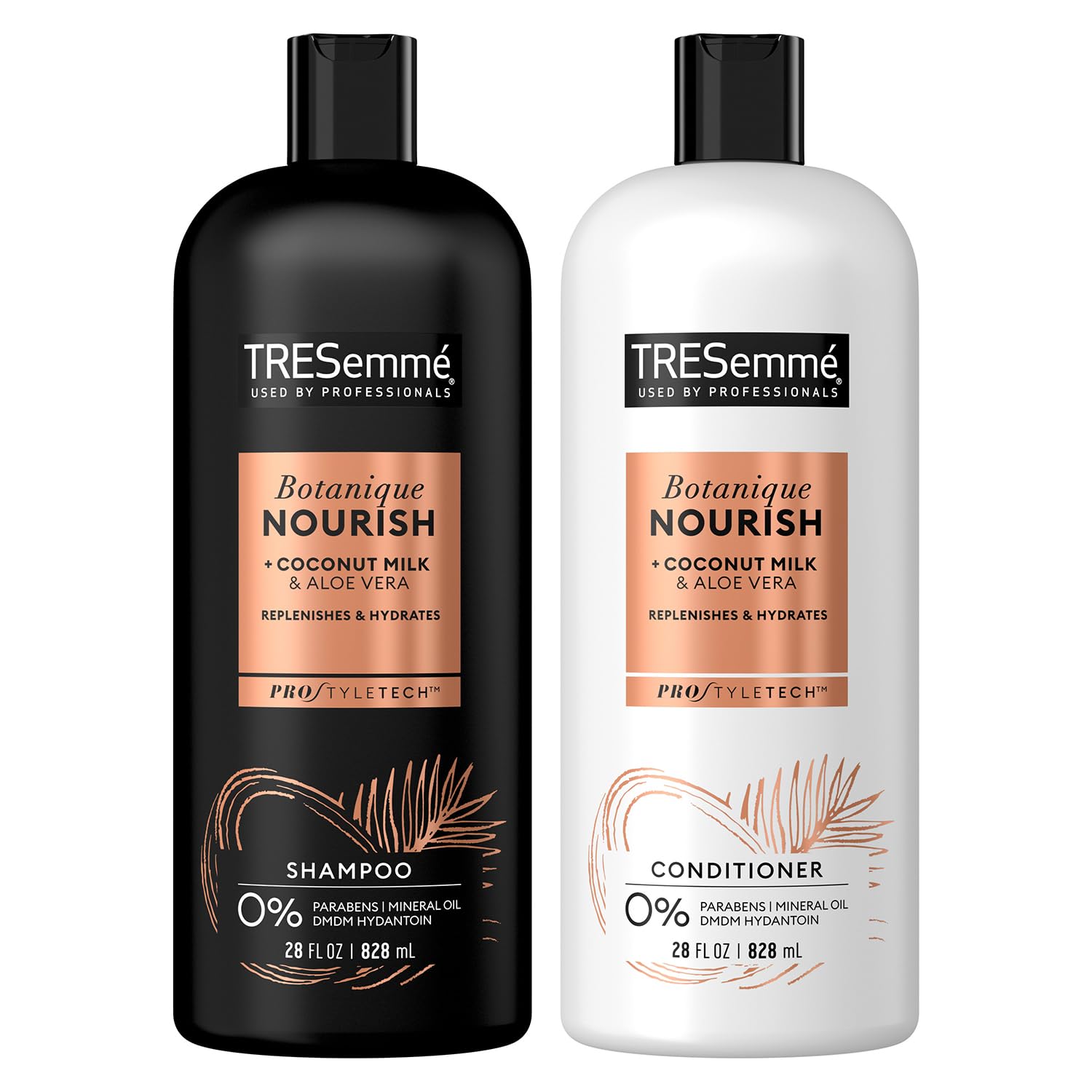 TRESemmé Botanique Nourish Shampoo & Conditioner Set with Coconut Milk & Aloe Vera - Anti-Frizz Hair Care for Smooth & Hydrated Locks - 28 Oz Each - Perfect for Dry, Damaged & Frizzy Hair at Home or Salon