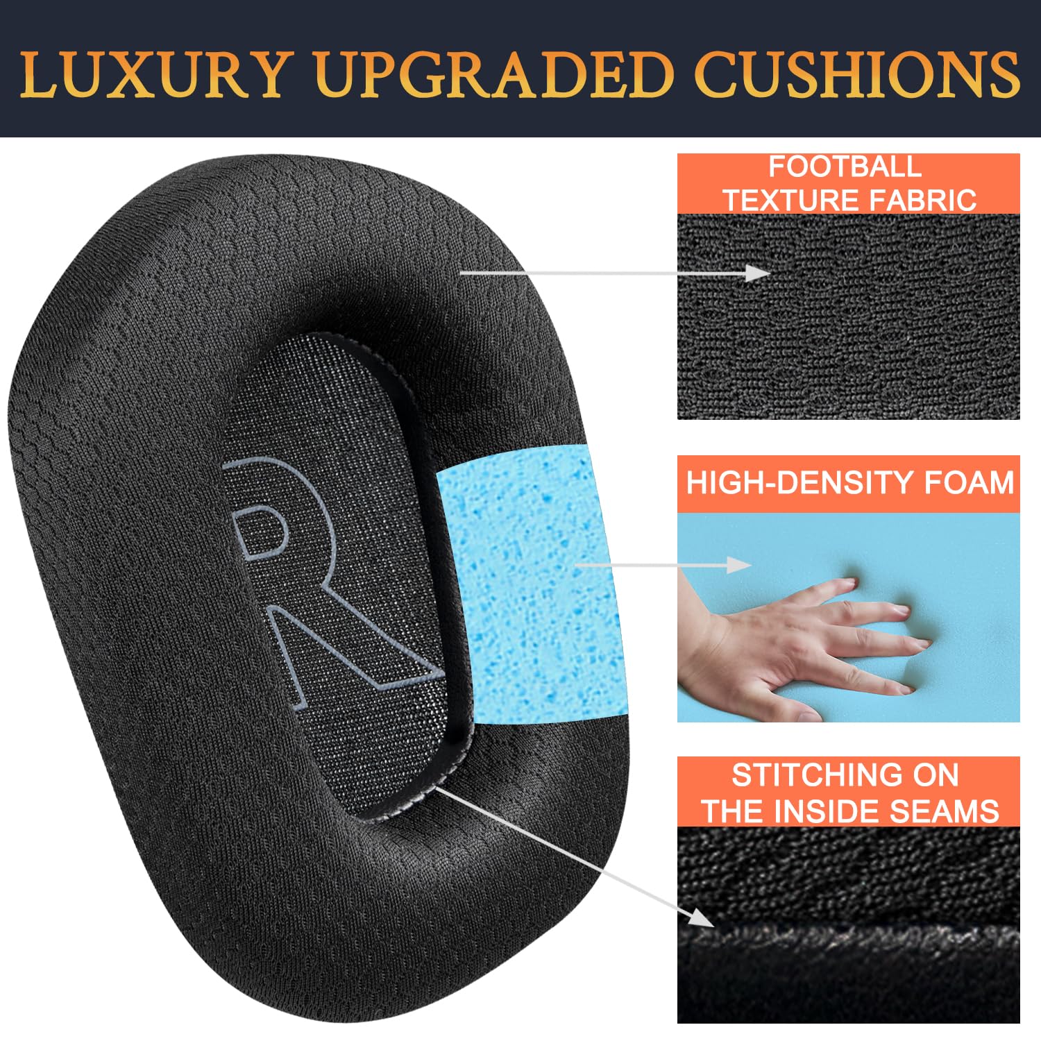 SOULWIT Replacement Ear Pads for Logitech G733 G535 G335 Gaming Headset - Noise Isolating Memory Foam Cushions (Black) | Comfortable Upgrade for Wireless Headsets | Perfect for Gaming, Streaming & Work Calls