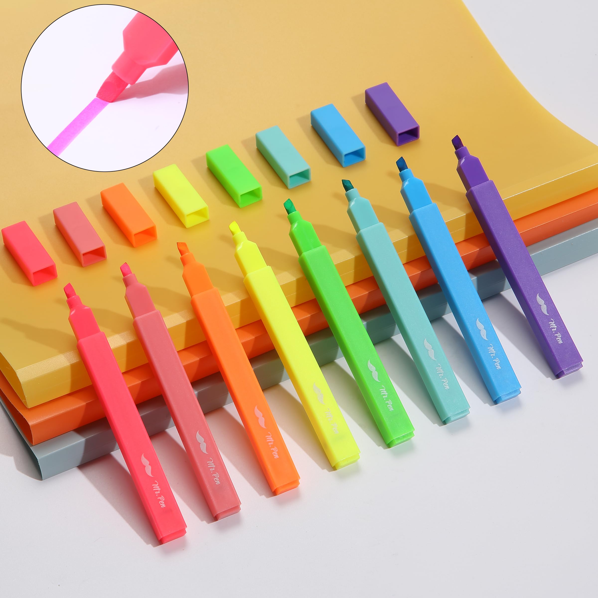 Mr. Pen Aesthetic Highlighters - 8 Pack Chisel Tip Fluorescent Markers, Vibrant No Bleed Bible Highlighters for Note Taking, Journaling & Bible Study | Perfect for Students, Office & Church Use