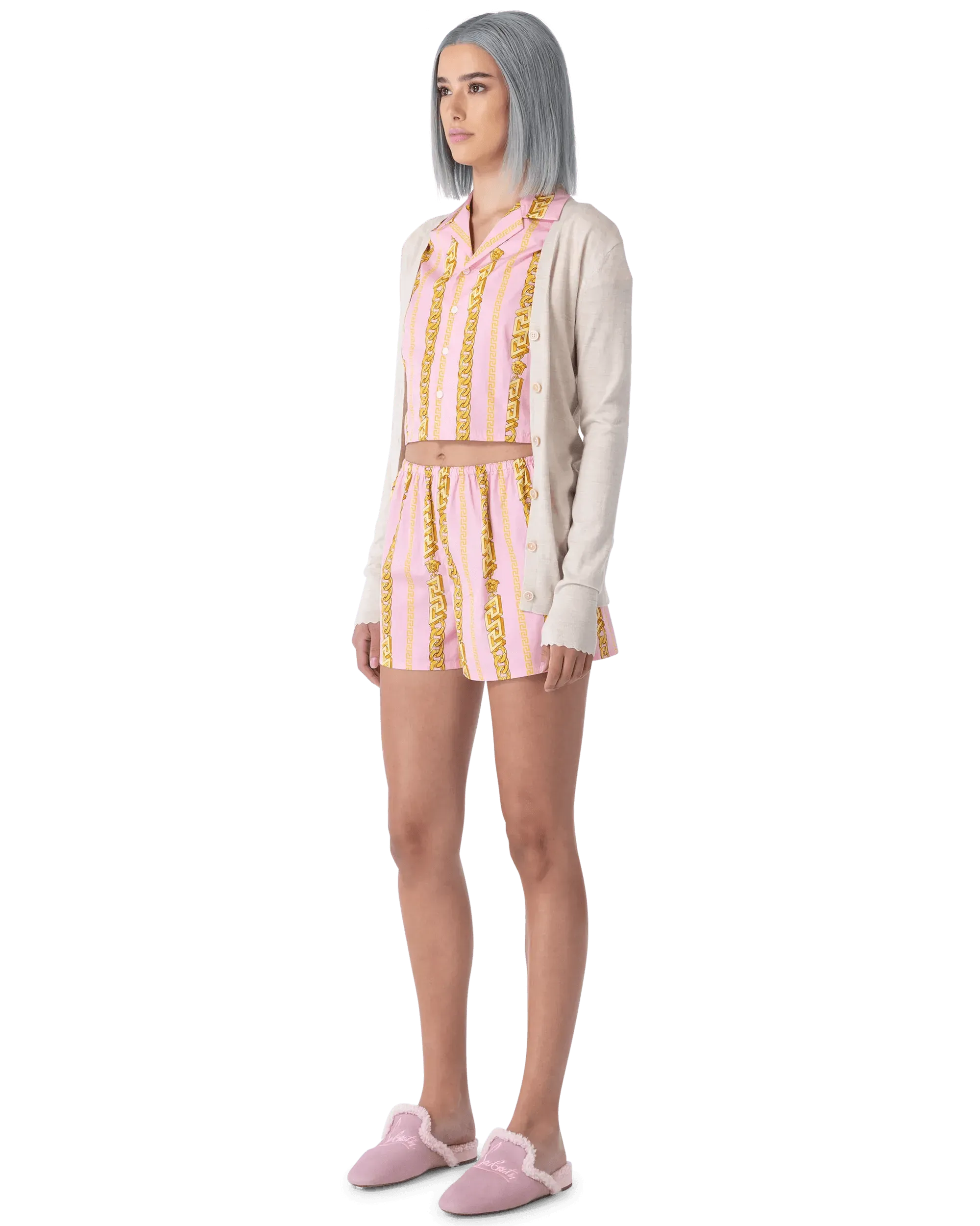 Chain Print Cotton Pajama Shorts for Women - Soft & Comfortable Sleepwear for Summer Nights & Lounge Wear