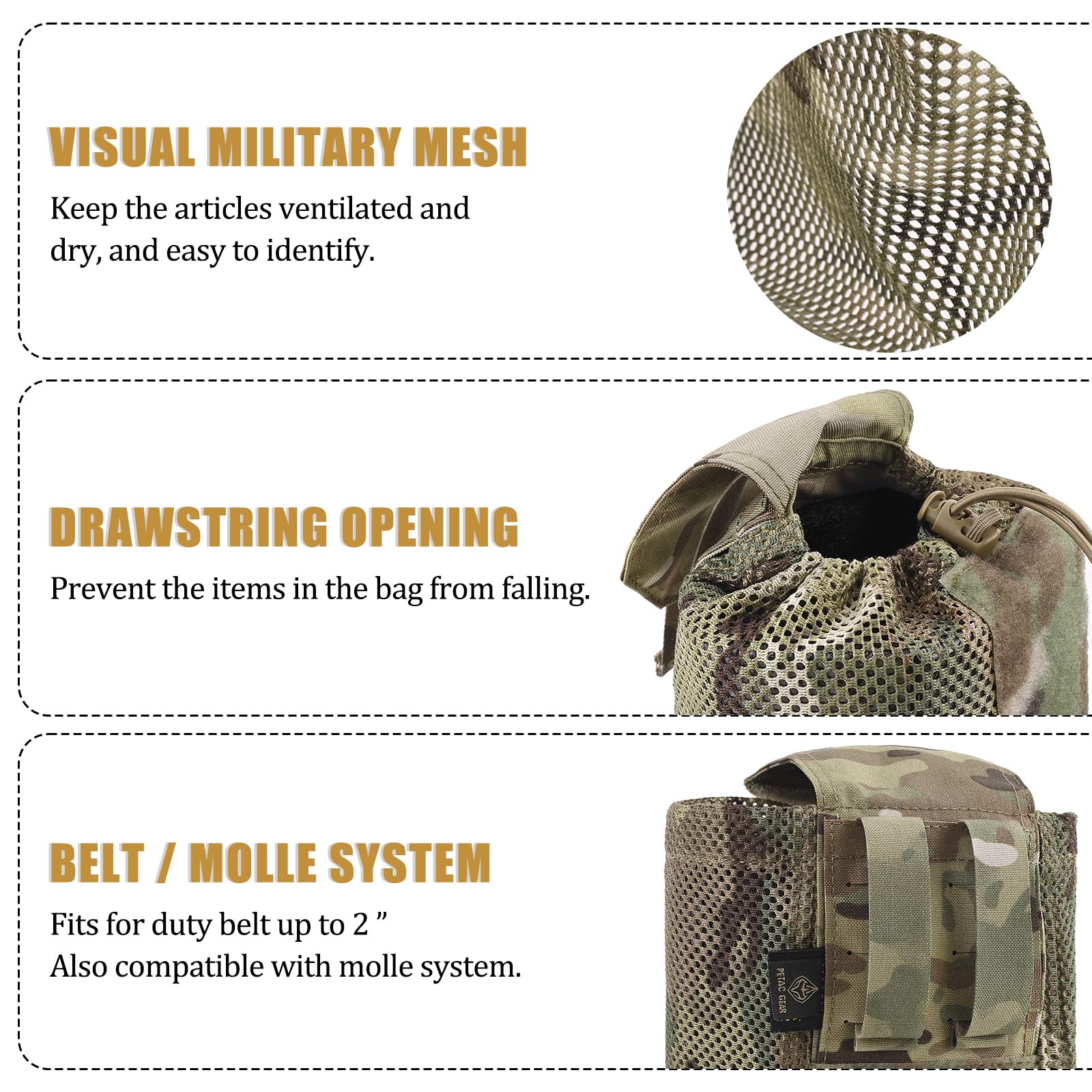 PETAC GEAR Dump Pouch - Molle Drawstring Magazine Pouch, Foldable Tactical EDC Storage Bag for Ammo & Gear - Perfect for Hunting, Airsoft & Military Training