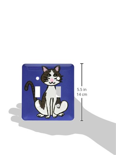 3D Rose Fun Cute Grey and White Cat Light Switch Cover - Decorative Switch Plate for Bedroom, Kitchen, Bathroom, Kids Room & Home Decor