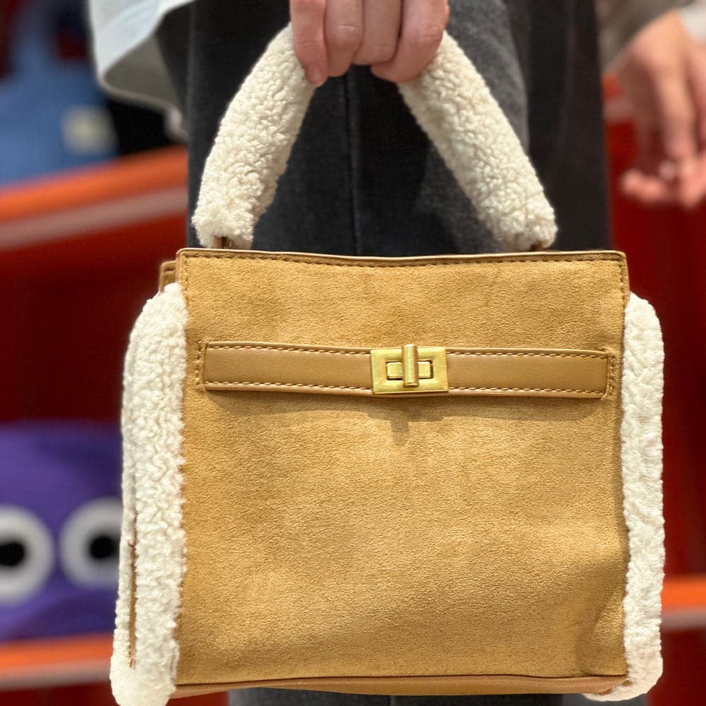AG Collective Elegant Faux Suede Brown Handbag for Women - Top Handle & Crossbody Purse with Adjustable Strap, Perfect for Work, Travel & Everyday Use