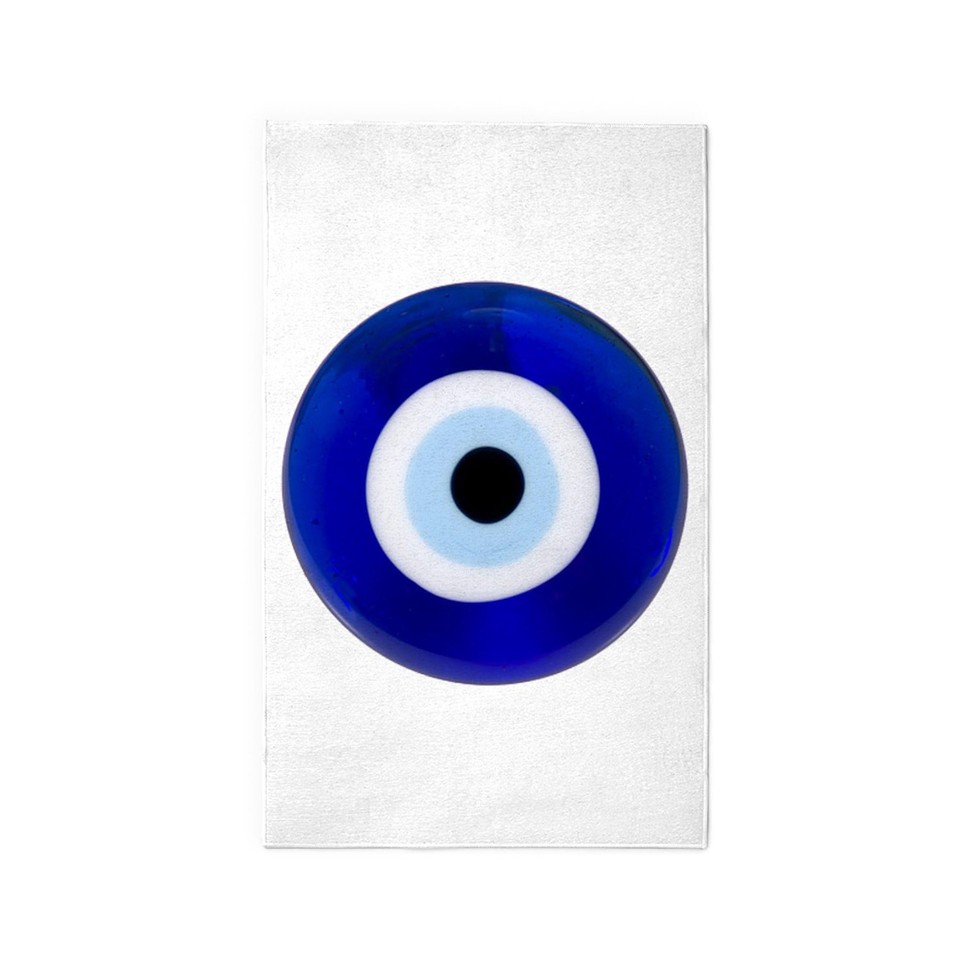 Nazar Amulet Evil Eye Protection 3'x5' Decorative Area Rug - Fabric Throw Rug for Living Room, Bedroom & Home Decor | Boho Style Floor Mat for Good Luck & Positive Energy