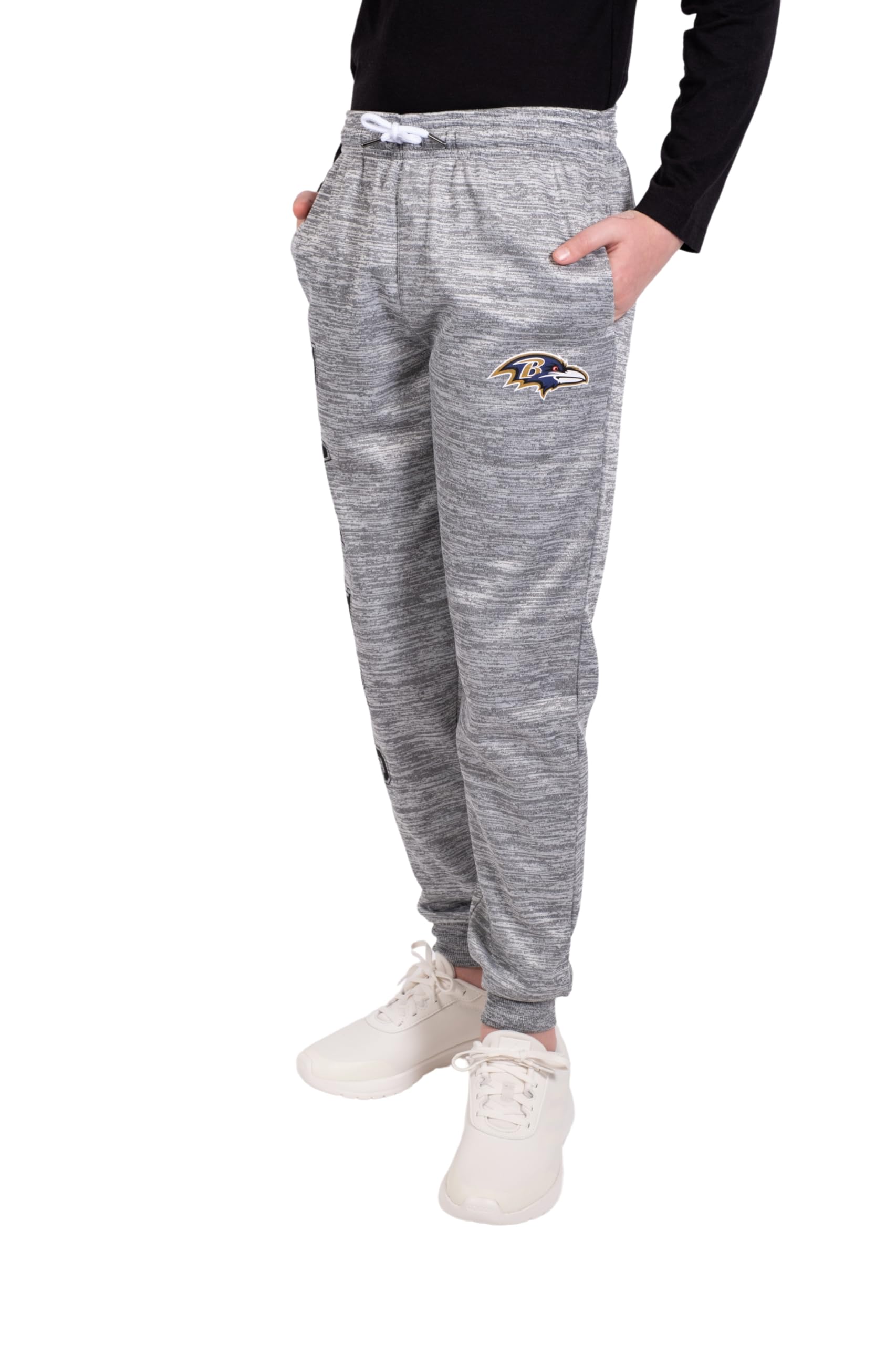 **NFL Baltimore Ravens Youth Fleece Jogger Sweatpants - Moisture-Wicking, High Performance, Heather Gray (Size 14/16) - Perfect for Game Day, School & Outdoor Activities**