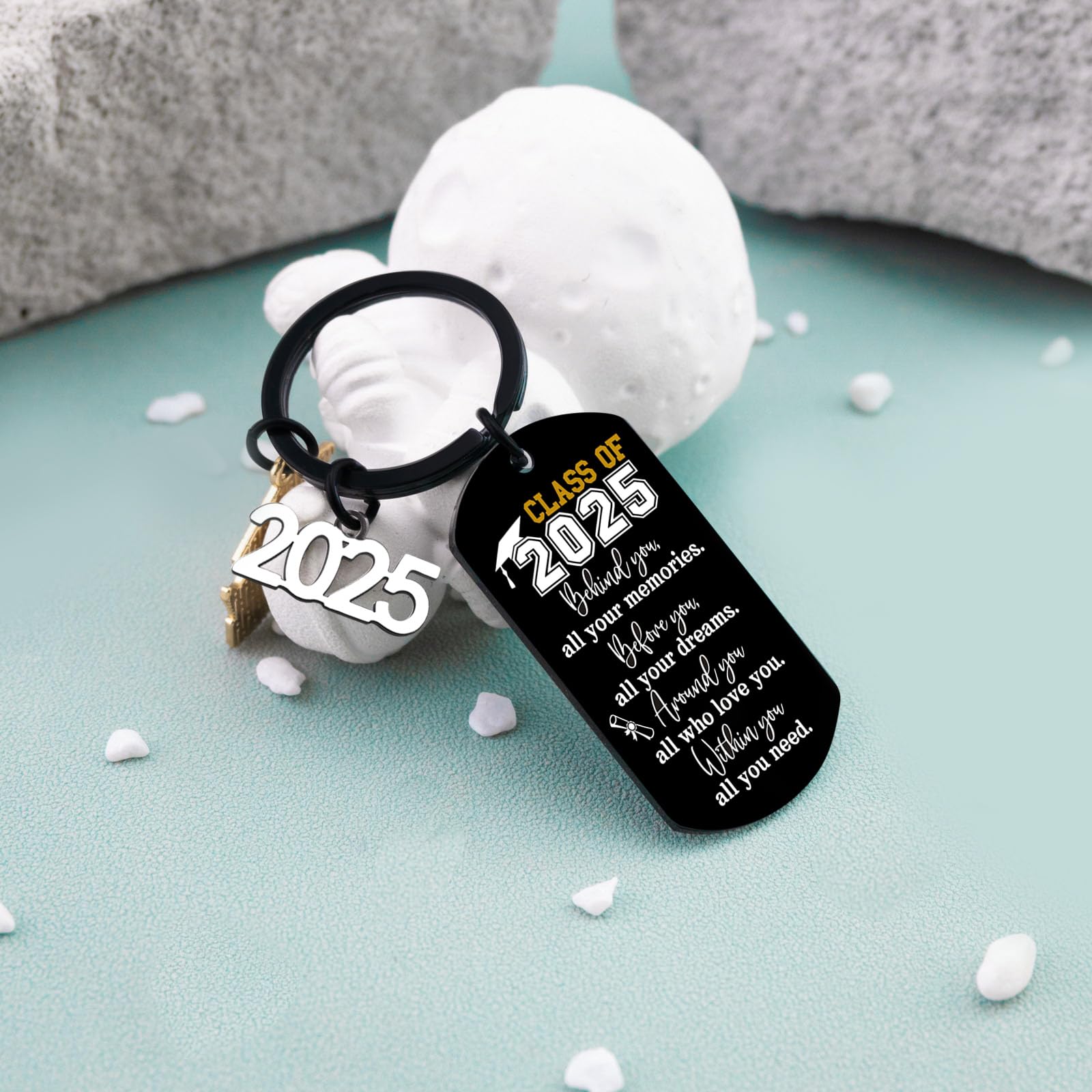 **2025 Graduation Keychain Gift for Her & Him - Inspirational High School & College Graduation Present - Class of 2025 Keyring Necklace for Teen Boys & Girls - Perfect for Senior Gifts & Commencement Celebrations**