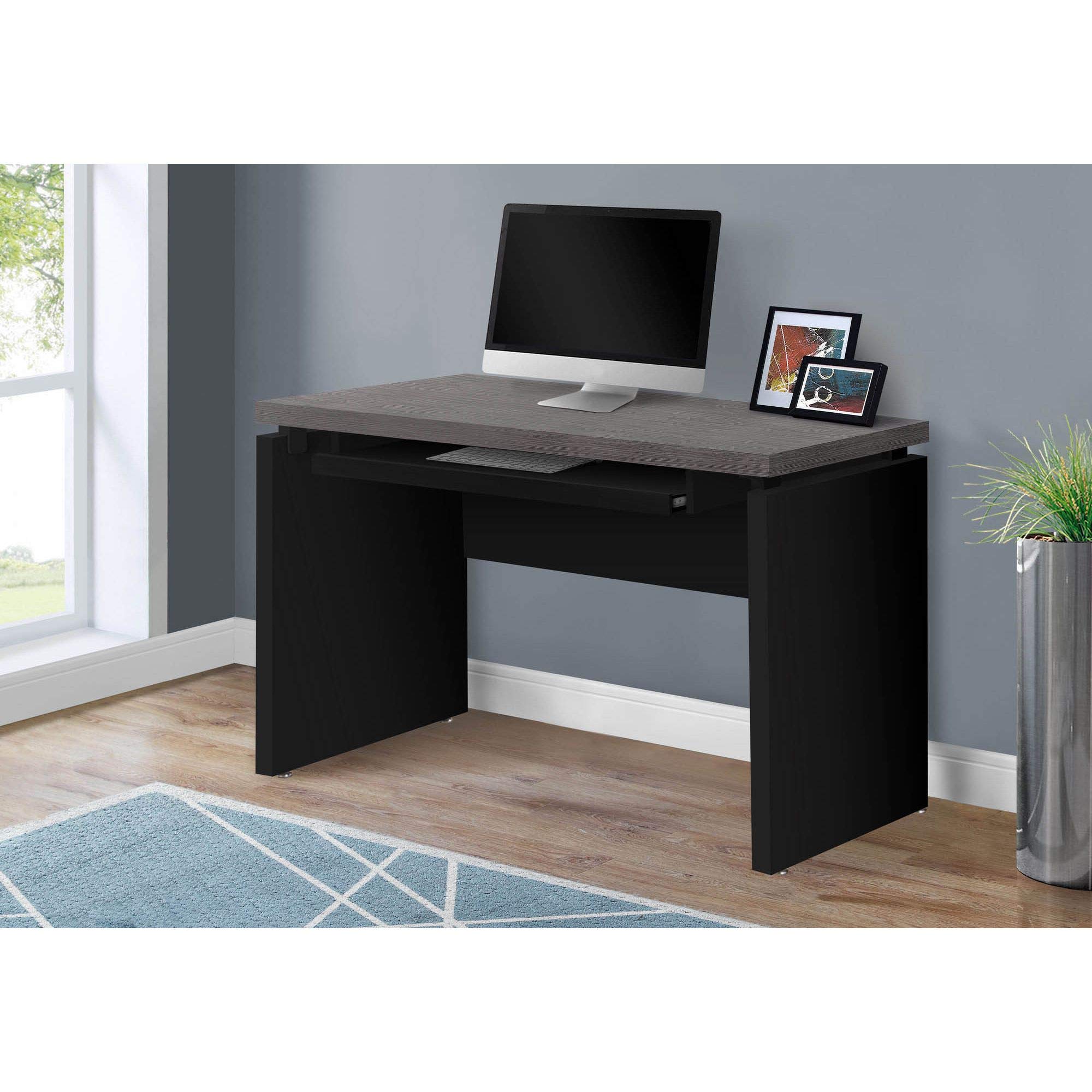 Offex 48 Inch Modern L-Shaped Computer Desk with Pull-Out Keyboard Tray - Black & Grey Home Office Desk for Small Spaces, Gaming & Workstation Setup