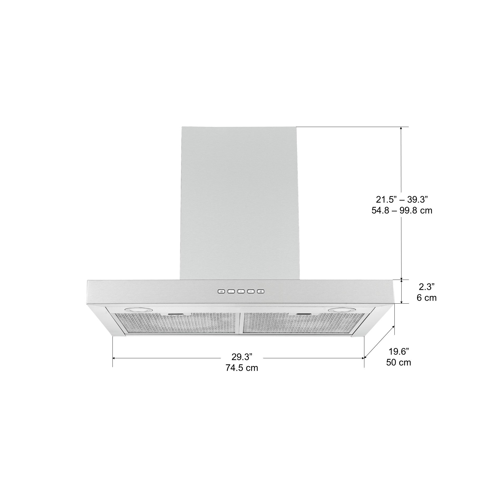 30 Inch Stainless Steel Convertible Wall Mount Range Hood - Under Cabinet or Wall Mount Installation for Kitchen Ventilation