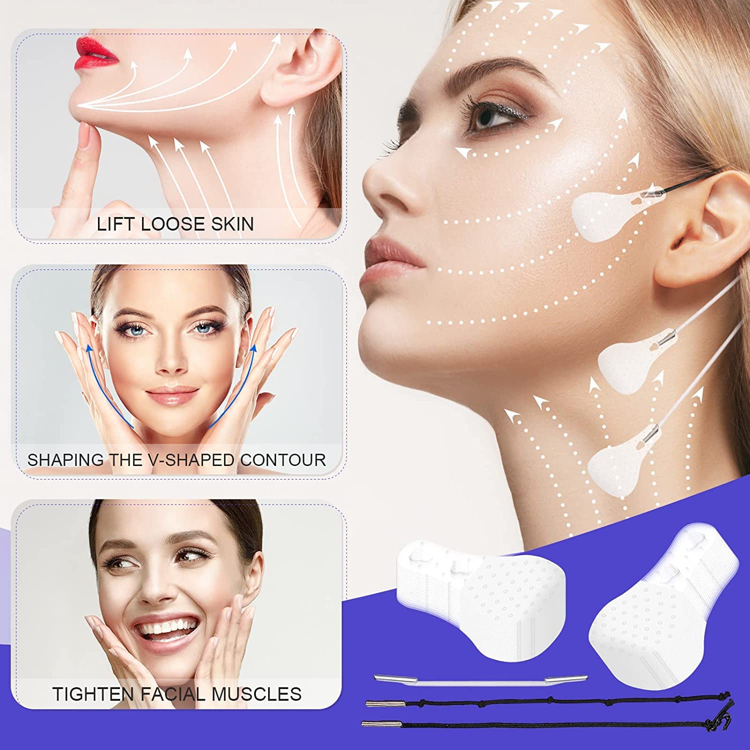 Instant Face Lift Tape - Invisible Waterproof Elastic Wrinkle Lifting Patches for Face & Neck (40 PCS) | Reduce Double Chin & Tighten Skin | Perfect for Makeup, Special Events & Daily Anti-Aging Care