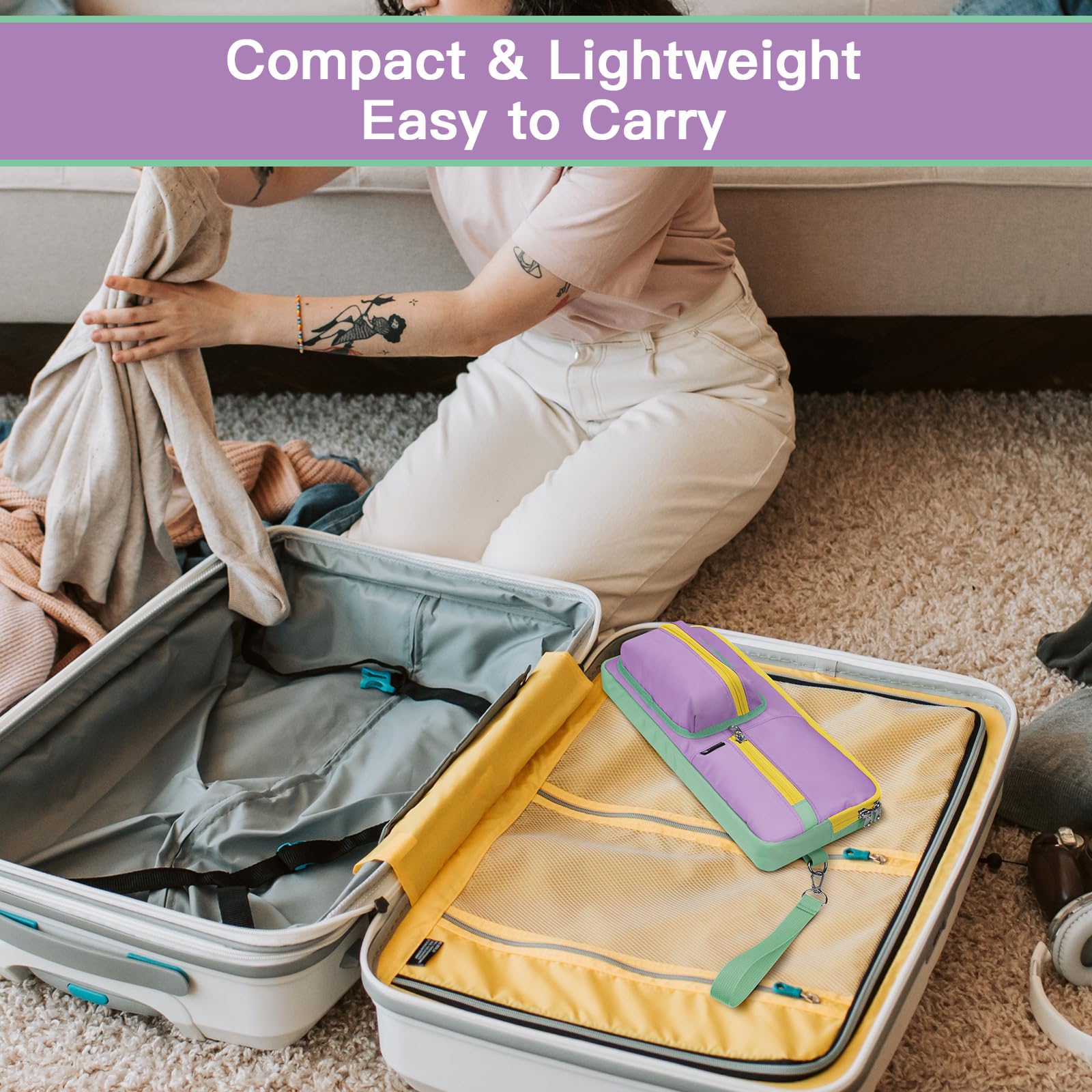 Logitech POP Keys Mechanical Wireless Keyboard & Mouse Travel Carrying Case - Protective Storage Pouch for Wireless Keyboard & Mouse, Purple Green - Perfect for Travel, Office & Home Use