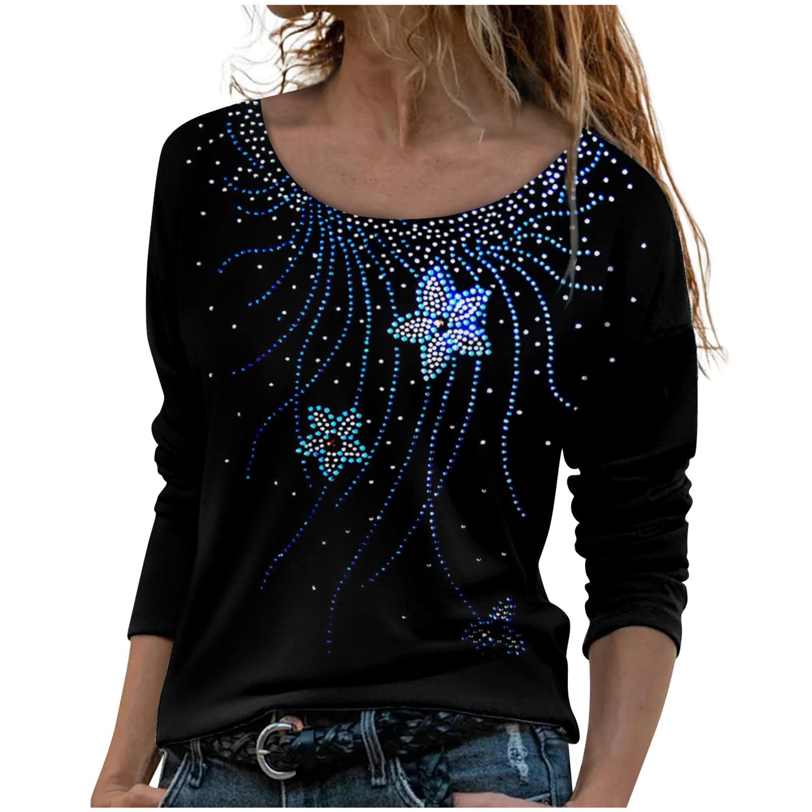 Women's Floral Print Fall Blouses - Stylish Long Sleeve Crewneck Pullover Tops for Casual & Dressy Wear | Perfect for Office, Date Night & Autumn Outfits