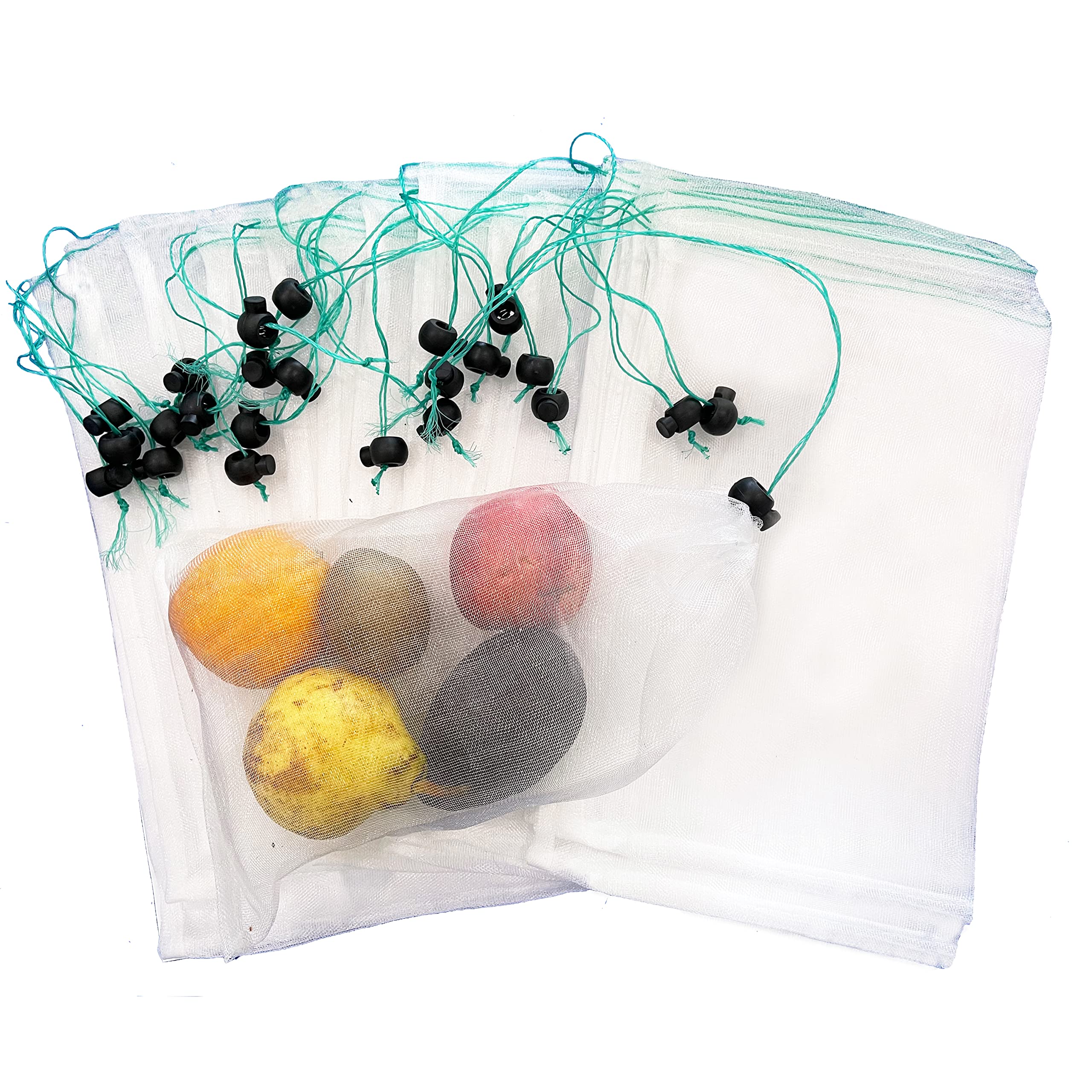 25 Pack 8x12 Inch Reusable Fruit Protection Netting Bags - Breathable Insect Barrier for Fruit Trees, Vegetables & Garden Produce - Compatible with Fruit Bagger Tool - Model QY8X12 - Perfect for Organic Gardening, Harvest Protection & Farmers Market Display