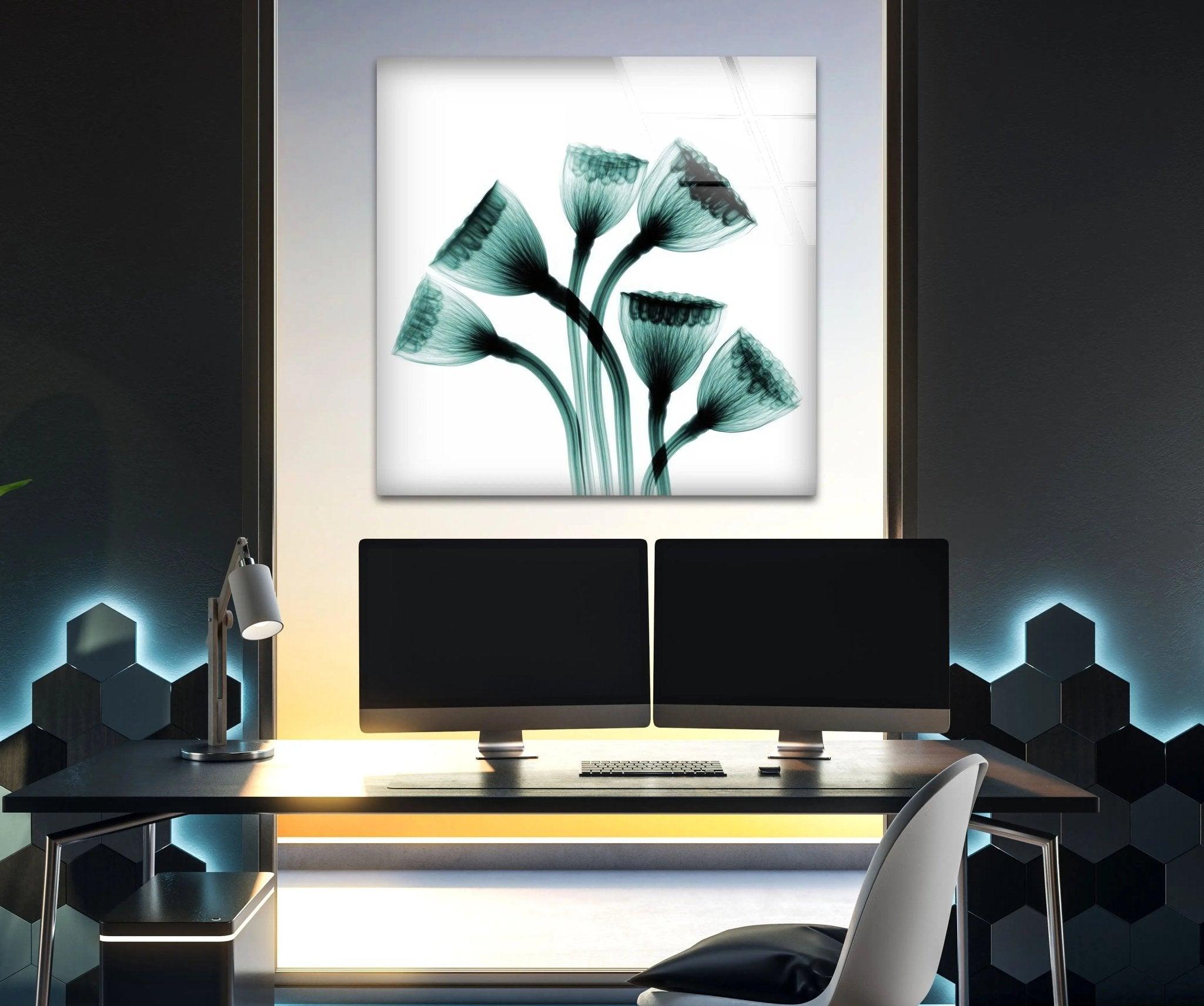 Albert Koetsier Lotus Seedheads Glass Wall Art - Elegant Handcrafted Floral Decor for Living Room, Bedroom & Office - Perfect for Home & Office Decorations