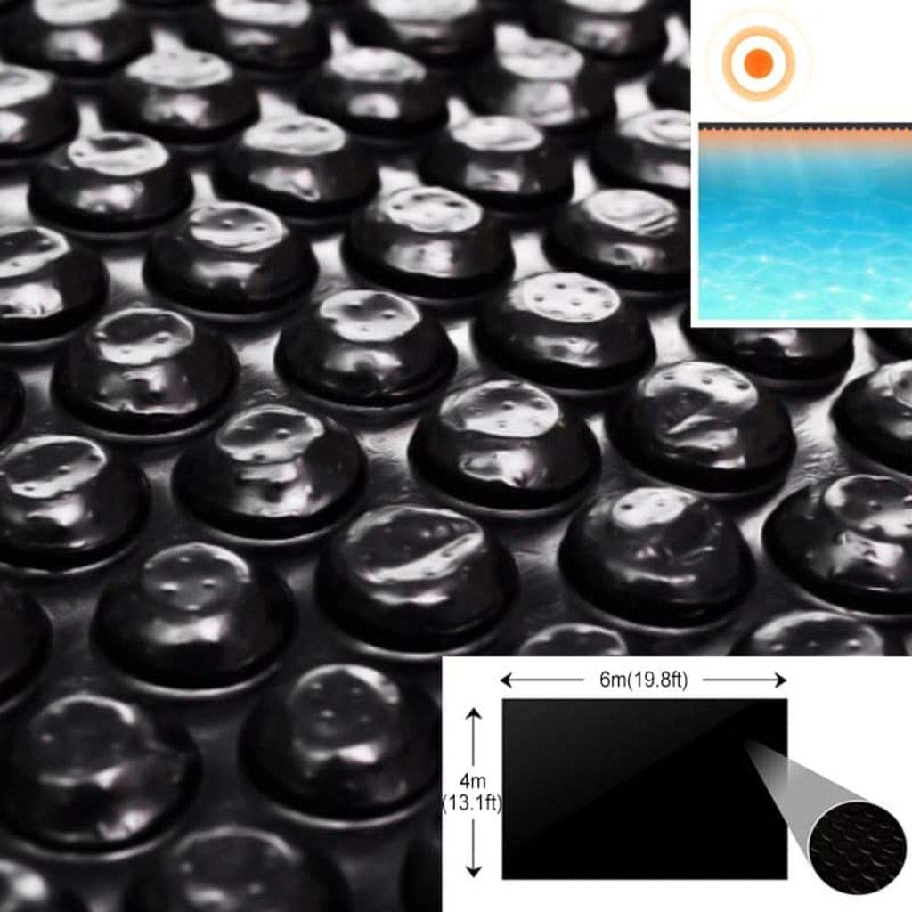 Solar Pool Cover - 19.8 x 13.1 ft Rectangle Floating Blanket for In-Ground & Above-Ground Pools | Heat Retaining PE Film with Air Chambers | Black Pool Protector | Perfect for Summer Swimming, Winter Protection & Energy Savings