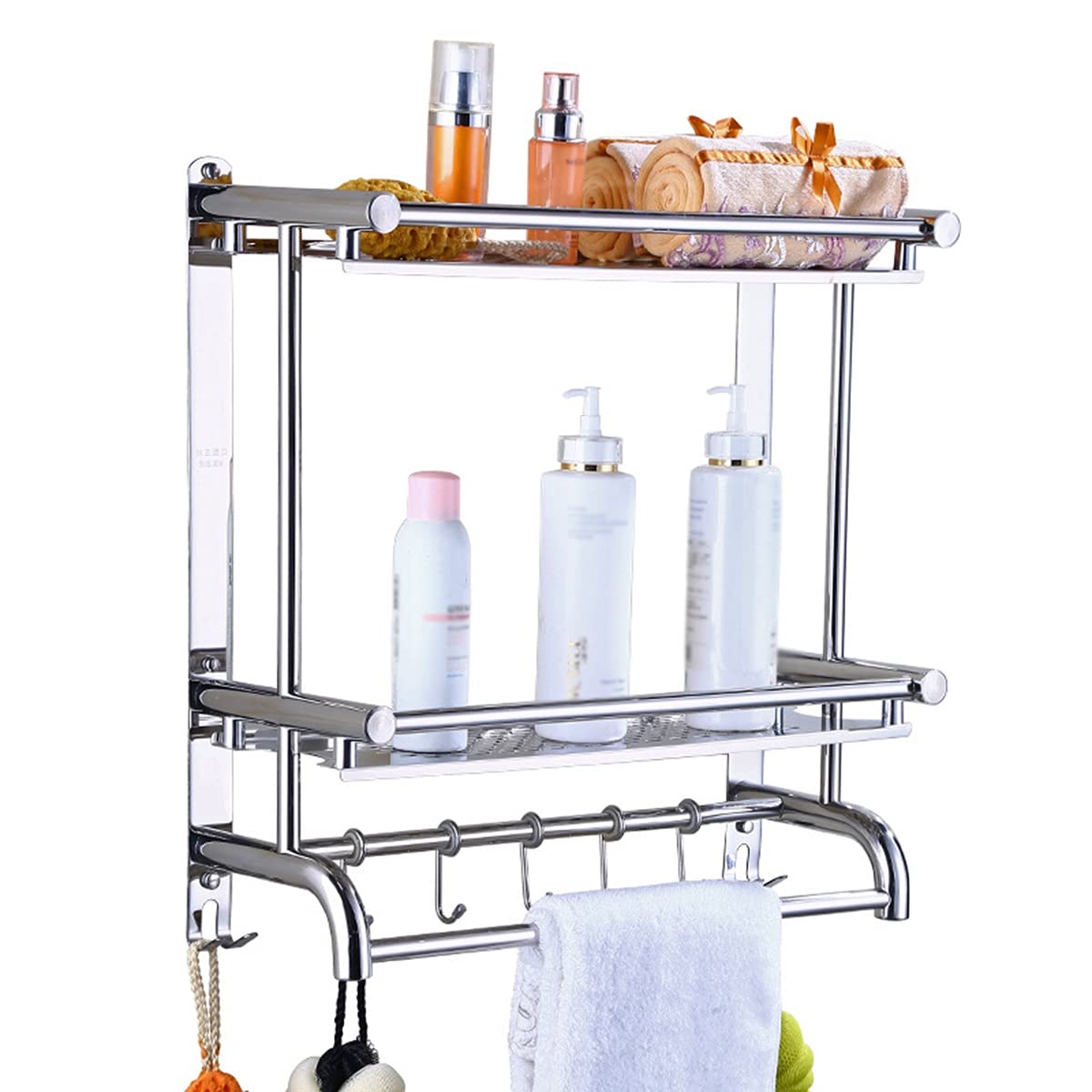 YAWEDA 50CM 304 Stainless Steel Towel Rack - Wall Mounted Bathroom Shelf for Towels, Universal Bathroom Hardware Accessories - Perfect for Bathroom, Kitchen, Laundry Room Organization