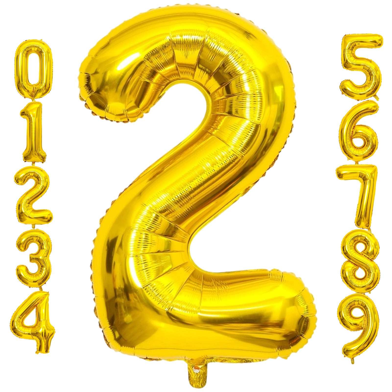 Lovoir 40 Inch Large Gold Number 2 Balloon - Extra Big Jumbo Mylar Foil Helium Balloons for Birthday Party, Graduation, Anniversary, Baby Shower & Engagement Decorations - Perfect for Photo Backdrops, Ceiling Decor & Event Centerpieces