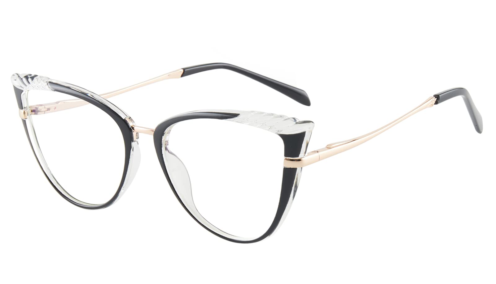 SOOLALA Blue Light Blocking Glasses for Women - TR90 Lightweight Spring Hinged Cat Eye Reading Glasses with Stylish Wing Design | Perfect for Computer Work, Reading & Screen Time Protection