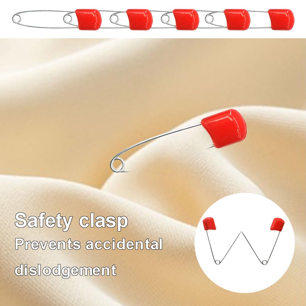 50 Pcs Safety Diaper Pins with Plastic Head & Lock - for Baby Cloth Diapers & Blankets
