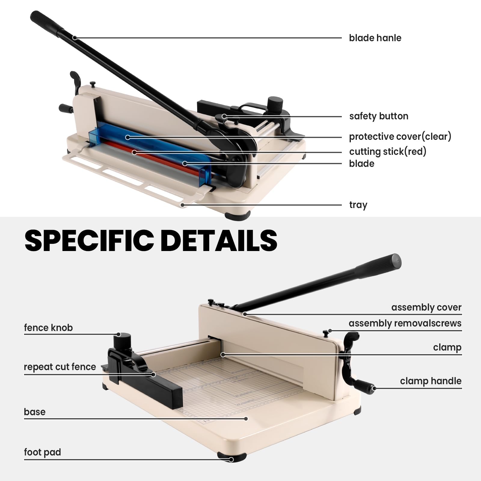 Heavy Duty Guillotine Paper Cutter - 12 Inch A4 Stack Paper Trimmer for Office, Home & School - Cuts Up to 400 Sheets - Perfect for Crafting, Scrapbooking & Document Preparation
