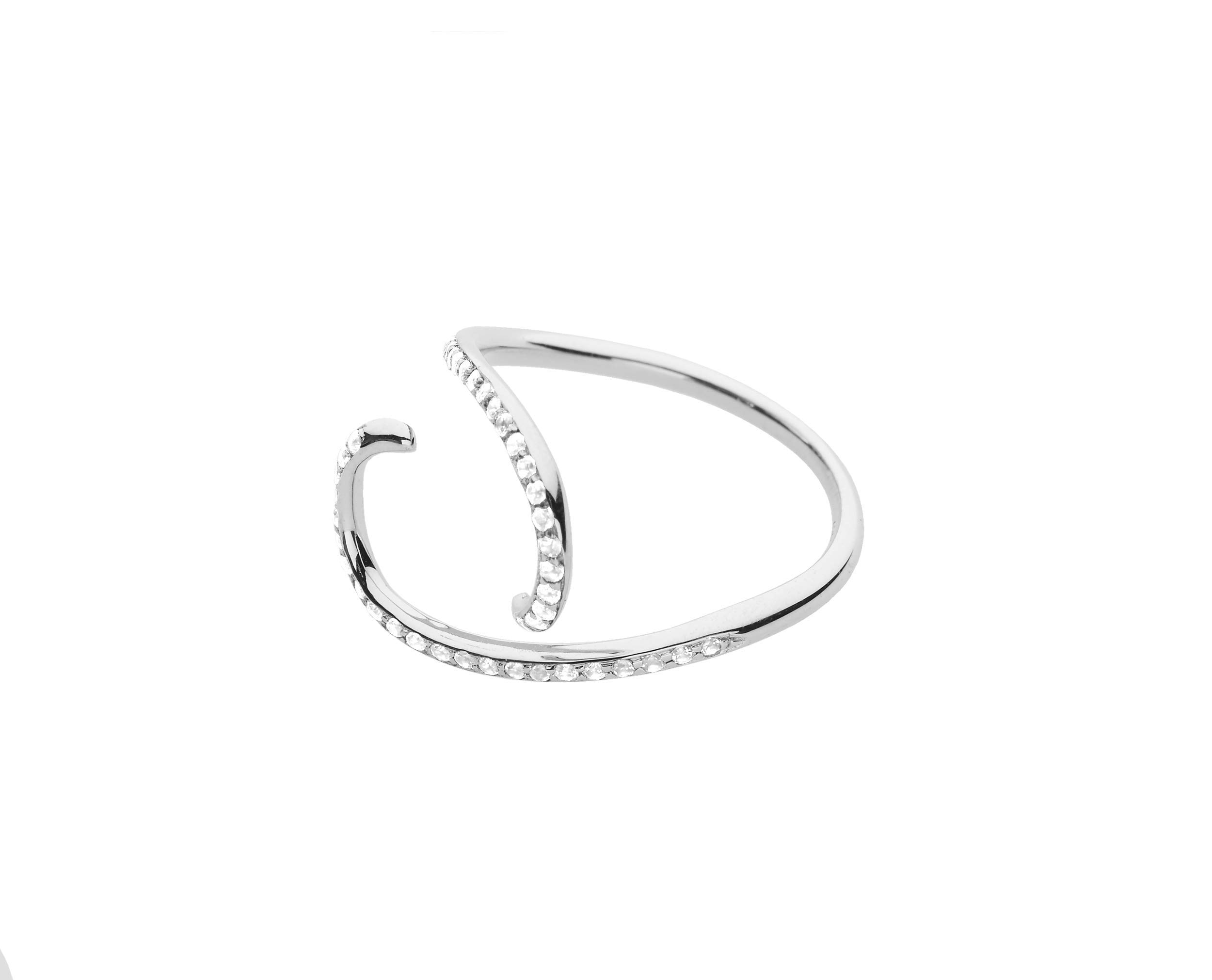 Majade Diamond Alternative Engagement Ring - 14K White Gold Handmade Wedding Band, April Birthstone Minimalist Ring | Unique Non-Traditional Jewelry for Proposals, Anniversaries & Special Occasions