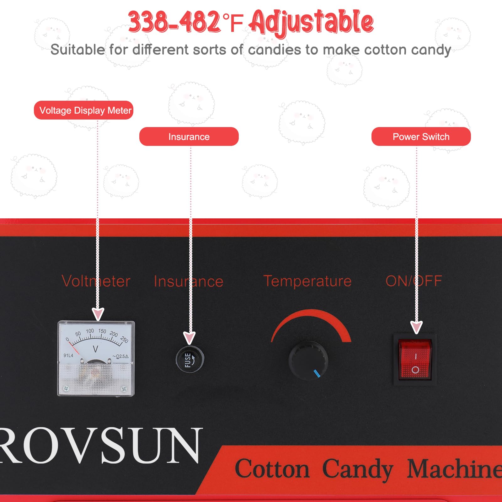 ROVSUN 21 Inch Commercial Cotton Candy Machine Cart with Stainless Steel Bowl, Sugar Scoop & Storage Drawer - Candy Floss Maker for Home, Parties, Carnivals & Events (Red) | Perfect for Birthday Celebrations, Wedding Receptions & School Fairs