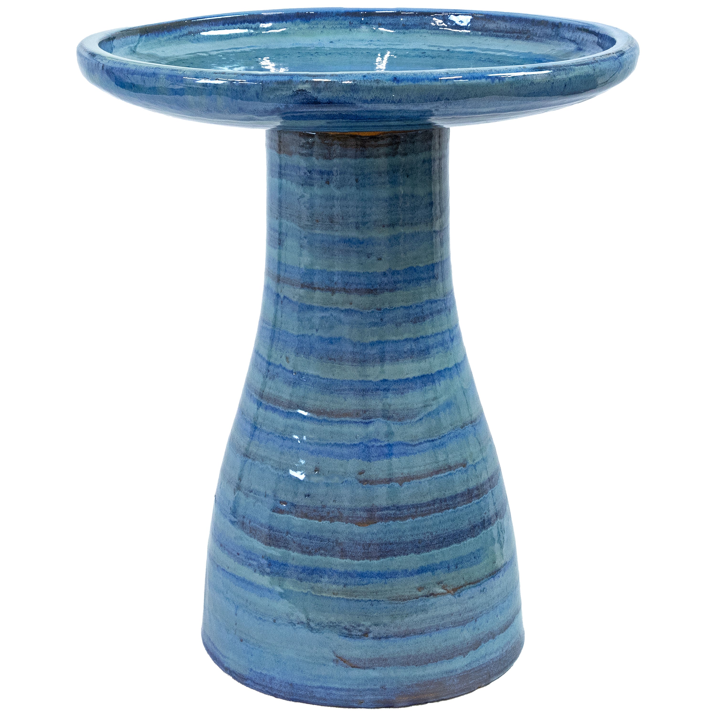 Sunnydaze 18 Inch Glazed Ceramic Outdoor Bird Bath - Garden Decor for Attracting Birds & Enhancing Outdoor Spaces