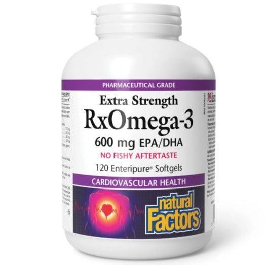 Natural Factors RxOmega-3 Extra Strength 600mg - 120 Softgels Fish Oil Supplement for Heart, Brain & Joint Health | Supports Cognitive Function & Cardiovascular Wellness