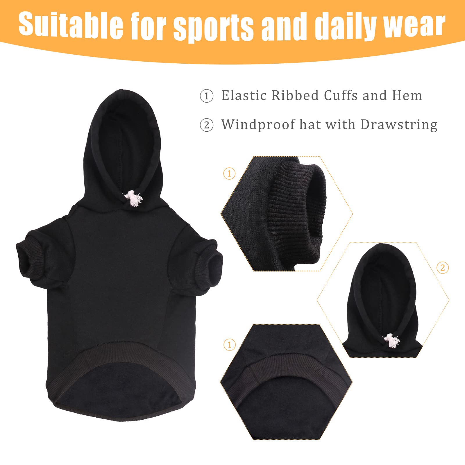 Soft Brushed Fleece Dog Hoodie Sweater with Pocket - Warm & Cozy Dog Clothes for Medium Dogs (M), Black | Perfect for Winter Walks & Outdoor Adventures