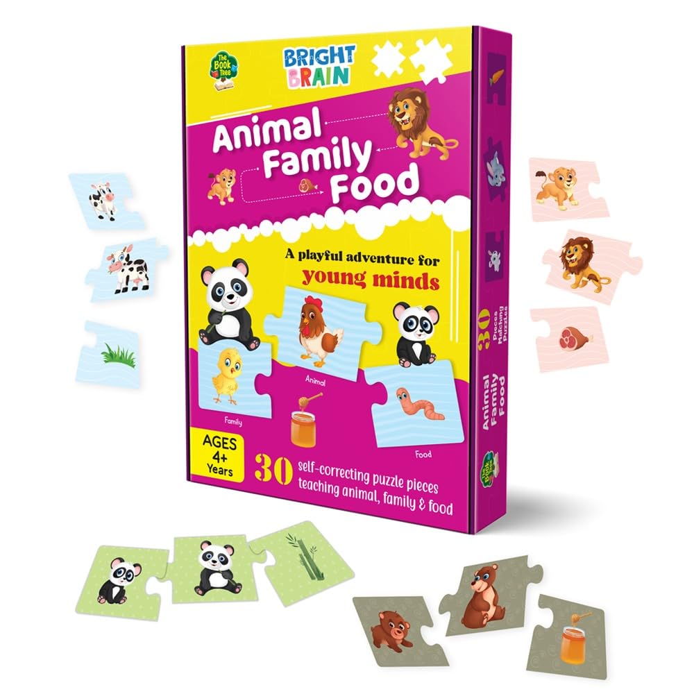 Majestic Book Club - The Book Tree Animals Family Food Puzzle | 20+ Piece Educational Jigsaw Puzzle for Preschoolers Ages 3-6 | Learn Animal Families & Foods | Perfect Birthday Gift & Classroom Learning Activity