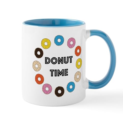 White/Blue Inside - Donut Time Mugs