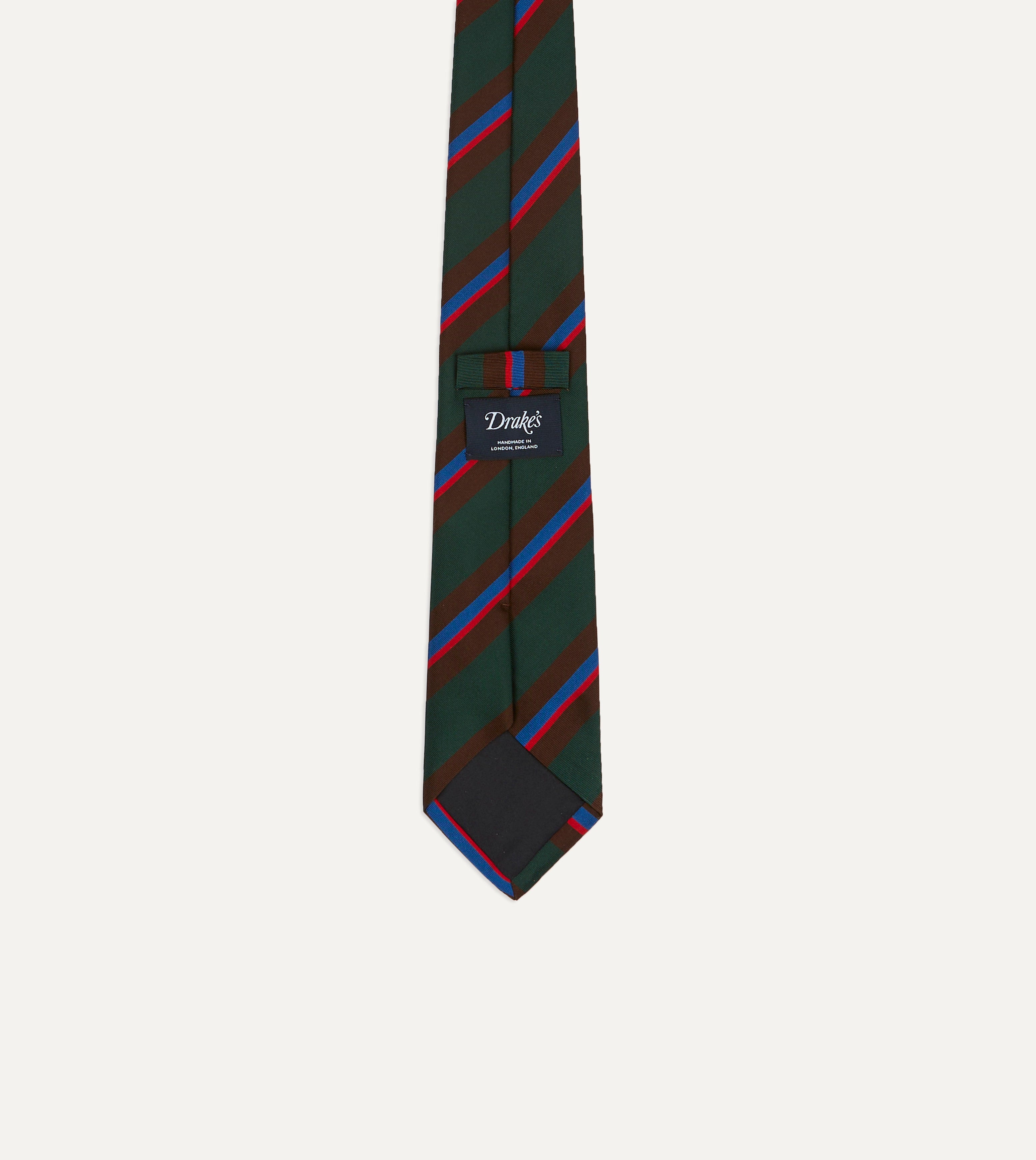 Luxury Green & Brown Striped Silk Mogador Tipped Necktie - Premium Men's Formal Tie for Business, Weddings & Special Occasions