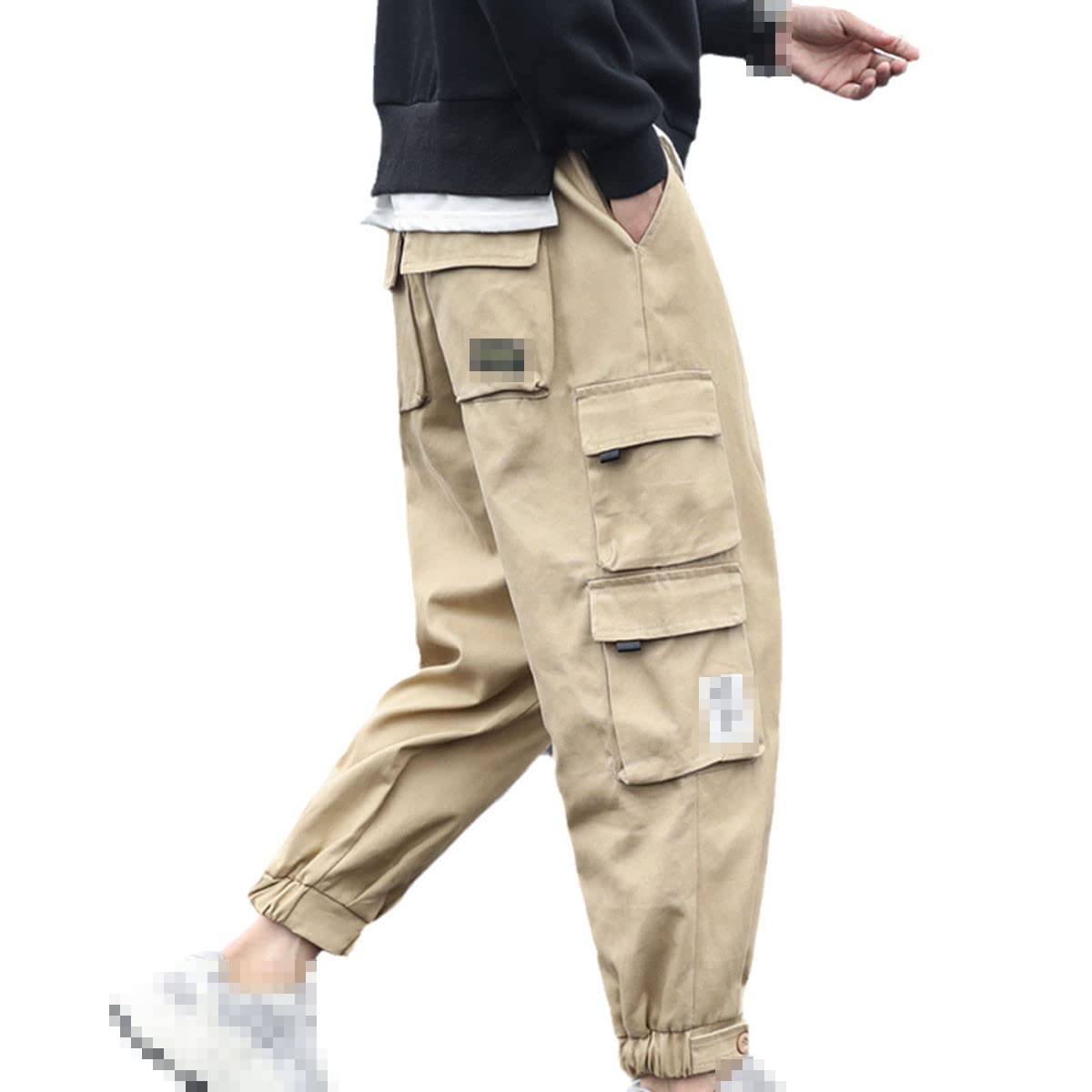 Roquorl Men's Cargo Pants with Side Pockets - Black Casual Jogger Sweatpants for Streetwear & Hip Hop Fashion | Perfect for Workout, Jogging, and Everyday Wear