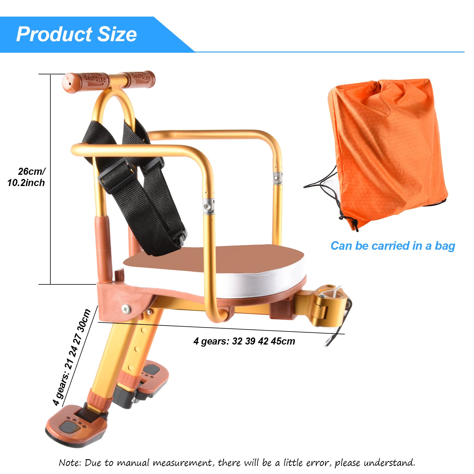 **Best Kids Bike Seat - Lightweight Aluminum Alloy Front Mount Child Bicycle Seat, Foldable & Portable for Boys & Girls - Perfect for Mountain, Hybrid Cruiser & City Bikes - Safe Riding for Family Outings & Commuting**