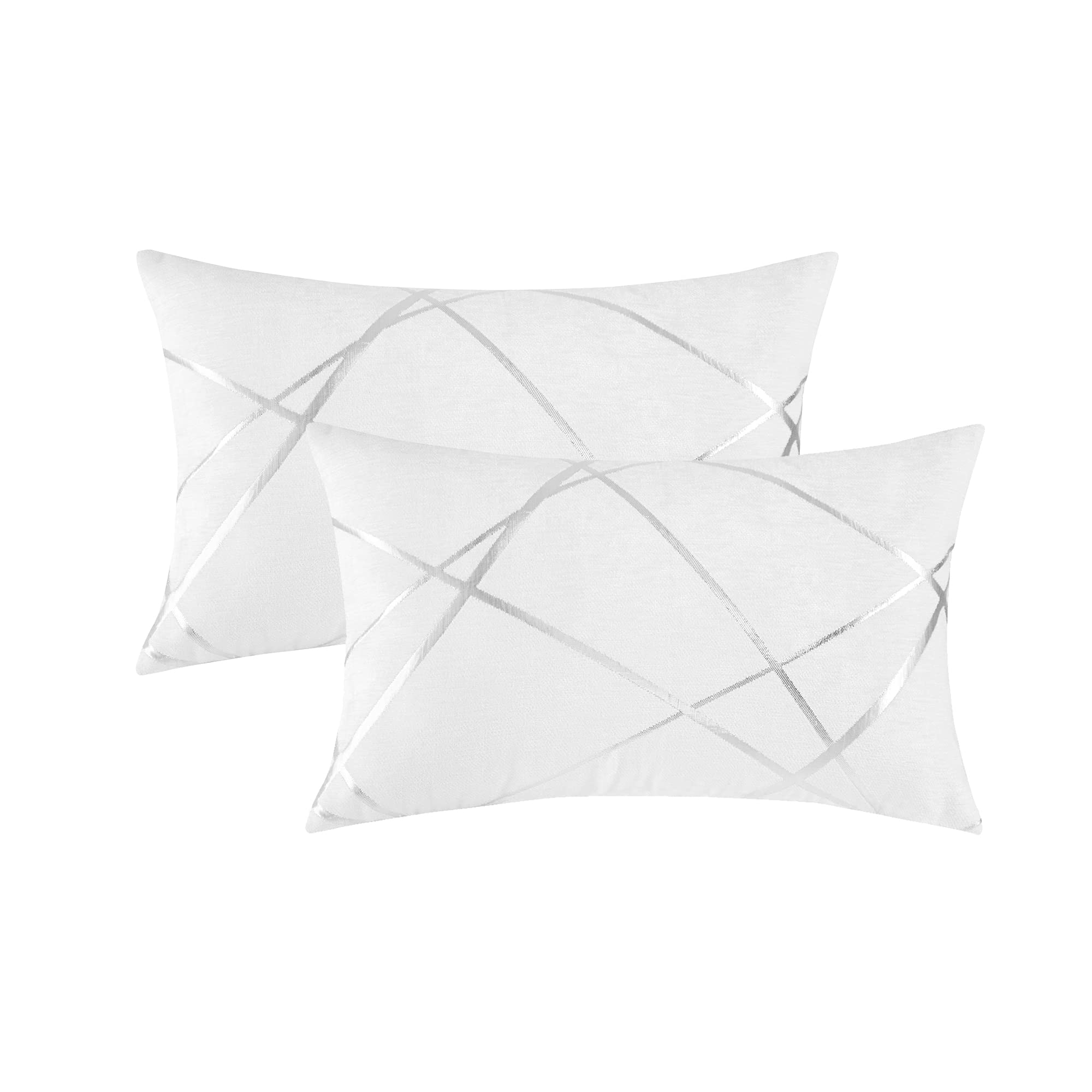 GIGIZAZA Decorative Lumbar Throw Pillow Covers 12x20 Inches - 2 Pack Luxury Square White Sofa Cushion Covers for Living Room, Bedroom & Home Decor