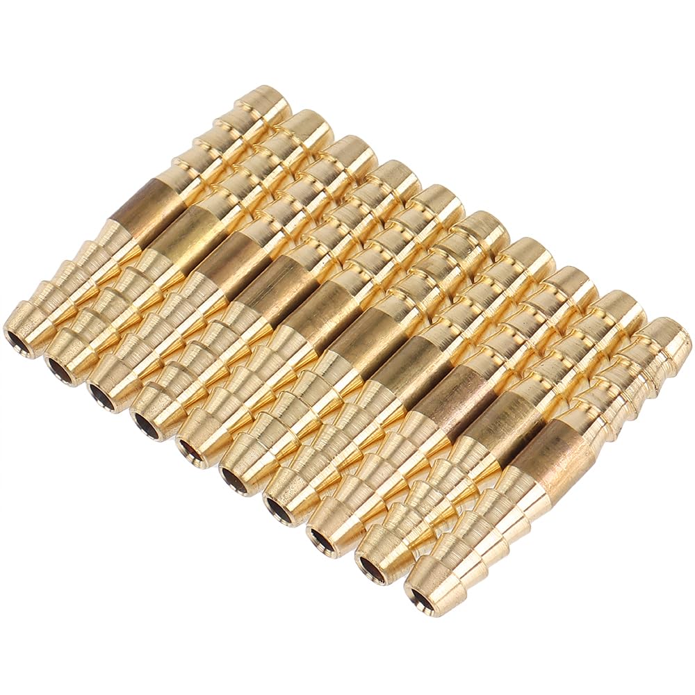 LTWFITTING Brass Barb Splicer Mender 3/16-Inch Hose ID Fitting for Air, Water, Fuel - Heavy Duty Boat & Automotive Repair Connectors (Pack of 10) - Perfect for Marine, RV, Irrigation & Plumbing Systems