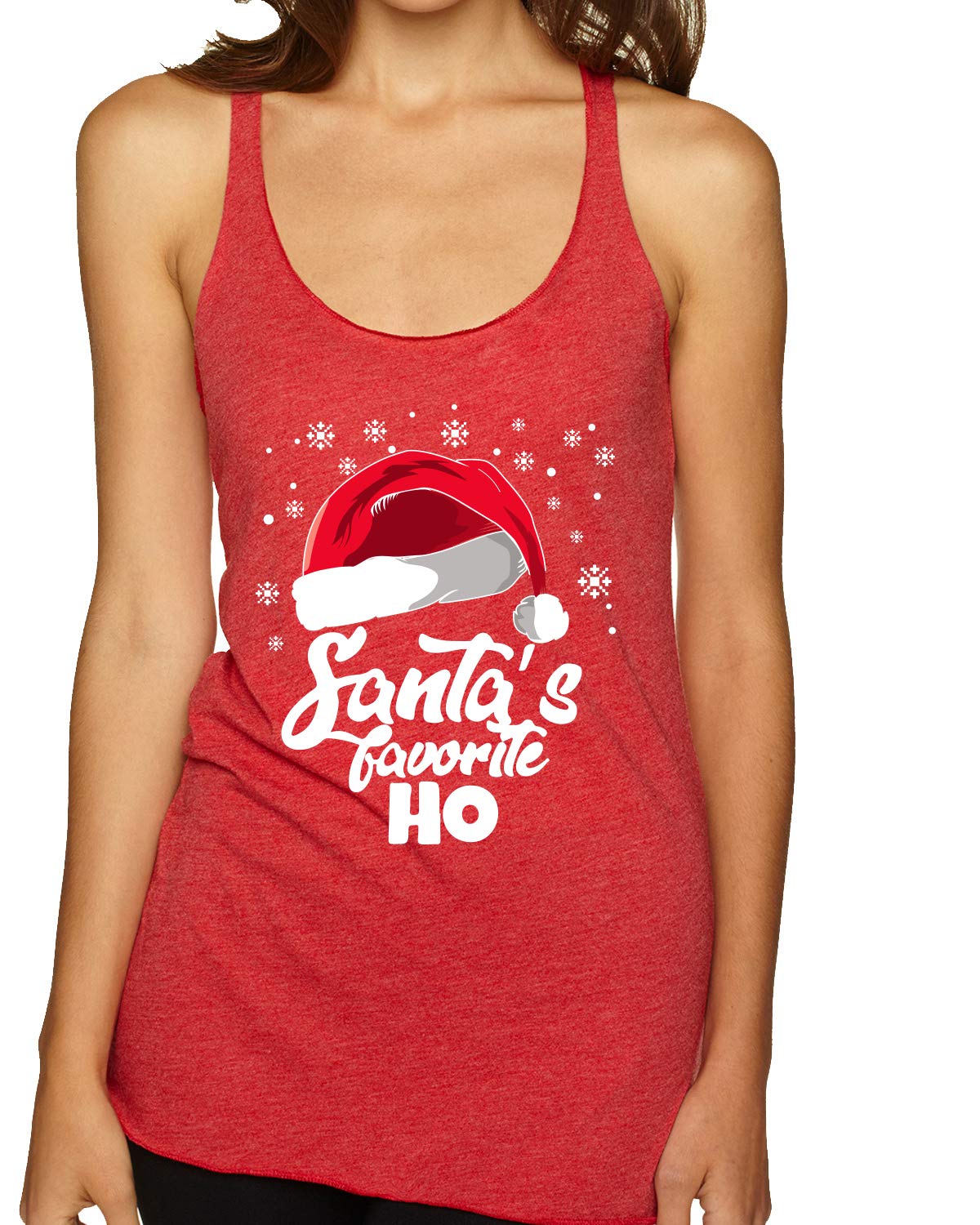 Santa's Favorite Ho Christmas Tri-Blend Racerback Tank Top - Festive Holiday Women's T-Shirt for Christmas Parties & Ugly Sweater Contests