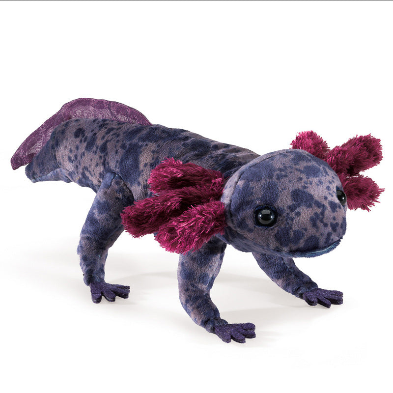 Black Axolotl Puppet - Soft Plush Mexican Salamander Hand Puppet for Kids, Storytelling & Educational Play | Perfect for Classroom, Birthday Parties & Imaginative Play