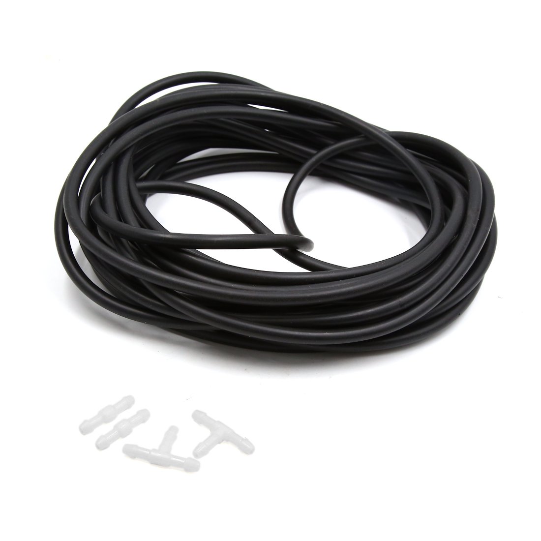 uxcell 10M 4mm Inner Diameter Black Rubber Car Vacuum Hose Water Tube Pipe with Connector - Perfect for Automotive Vacuum Systems, Water Transfer, and DIY Home Projects