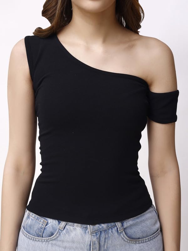 PRIDESKA Women's Solid Polyester Tank Top - Black Crop Top for Women | Stylish & Comfortable Summer Casual Wear | Perfect for Gym, Yoga, Beach & Everyday Outfits (PRI-WW-37-BLACK)