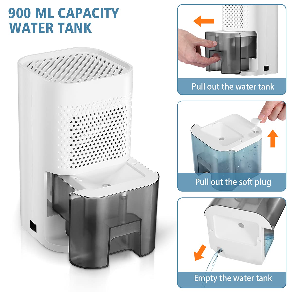VOSAREA Mini Portable Dehumidifier with LED Indicator - Auto Shutoff for Home, Bedroom, Basement & Closet - Compact Moisture Absorber for Damp Spaces