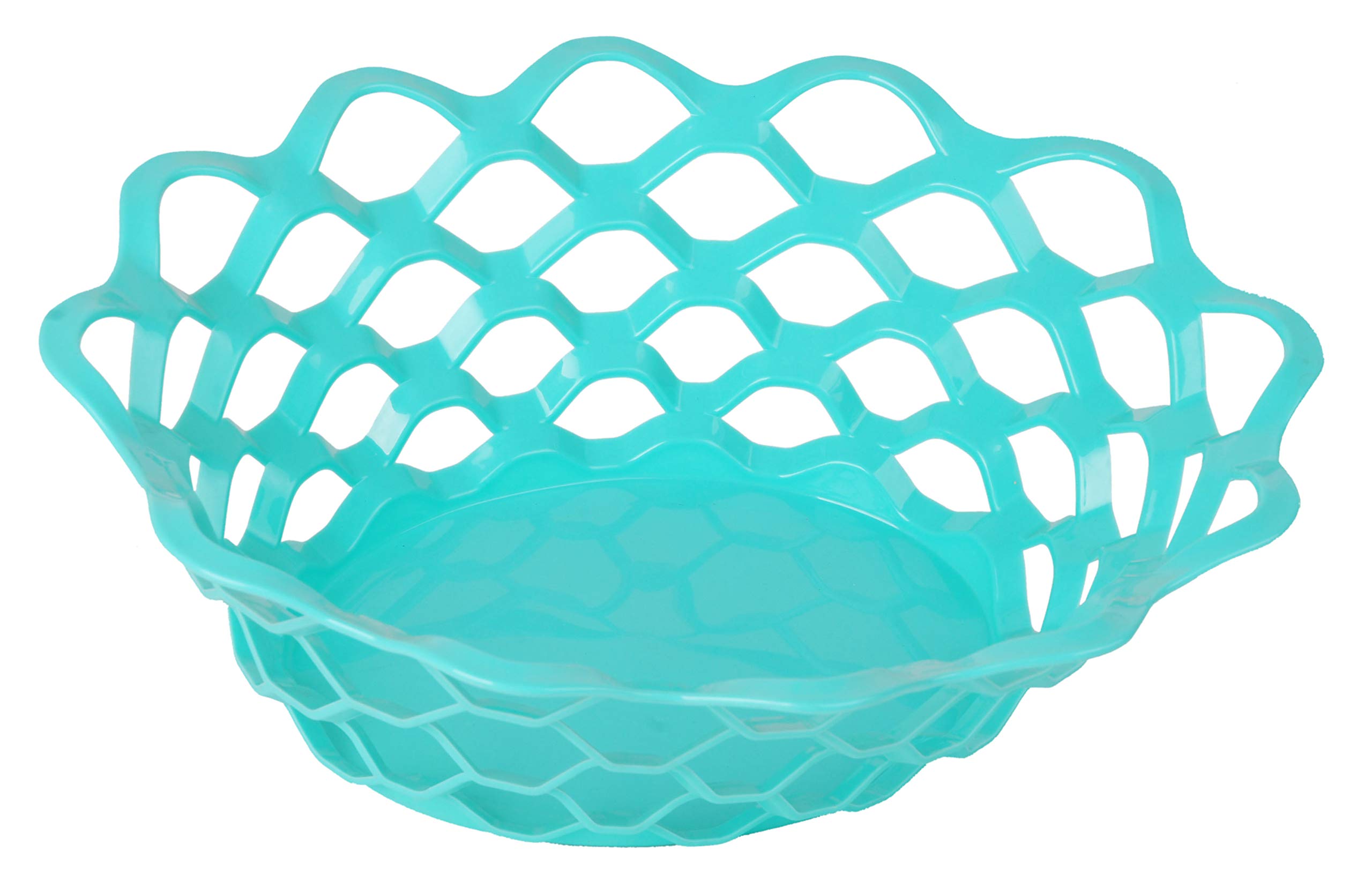 Mintra Home Plastic Oval Bread and Fruit Serving Basket - Kitchen Countertop & Dining Table Storage Basket - Ideal for Picnics, Parties, and Everyday Use (Teal)