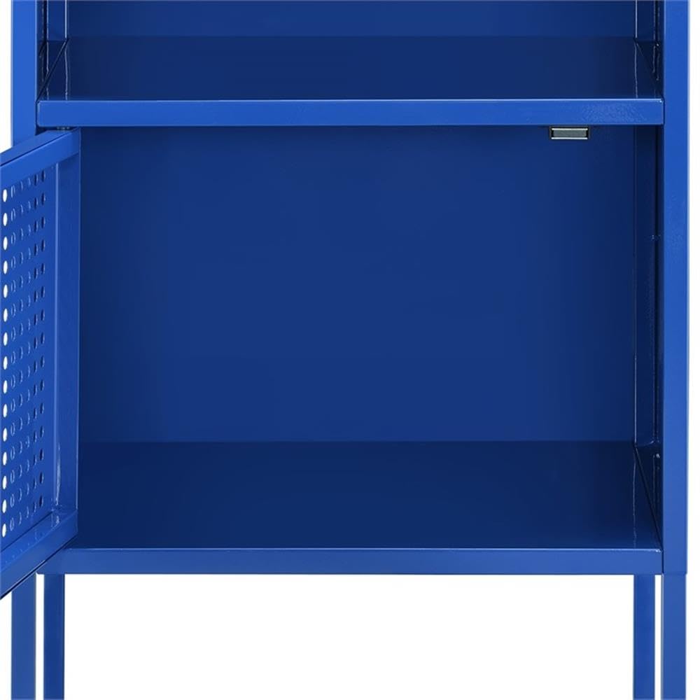 Home Square 2-Piece Blue Metal Nightstand Set with USB Charging Ports - Perfect for Bedroom, Living Room & Small Space Furniture