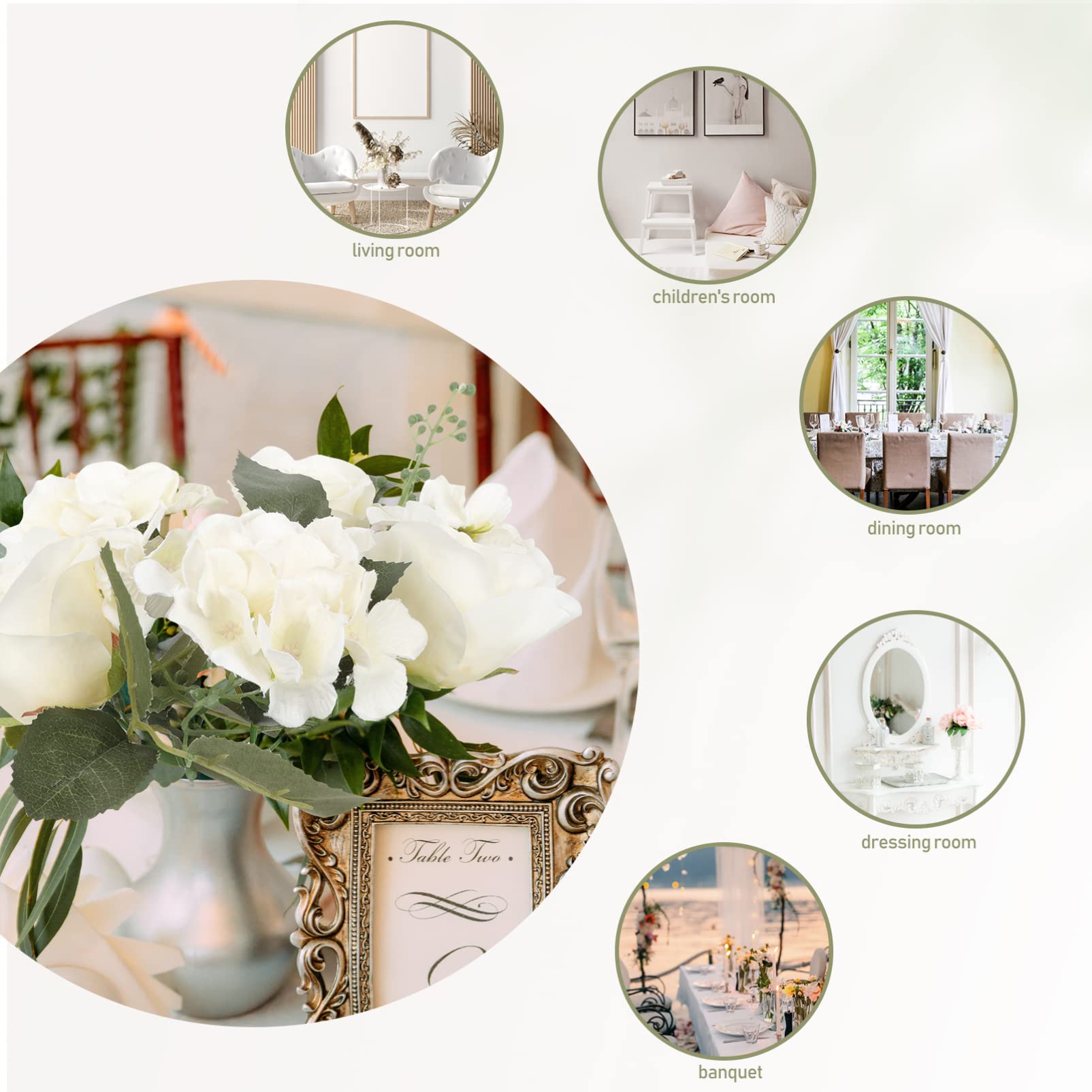 Artificial Rose Flower Garland - Elegant Candlestick Floral Wreath for Wedding, Party & Home Decor - Fake Rose Garland for Table Centerpieces, Wall Decor, and Special Event Decoration