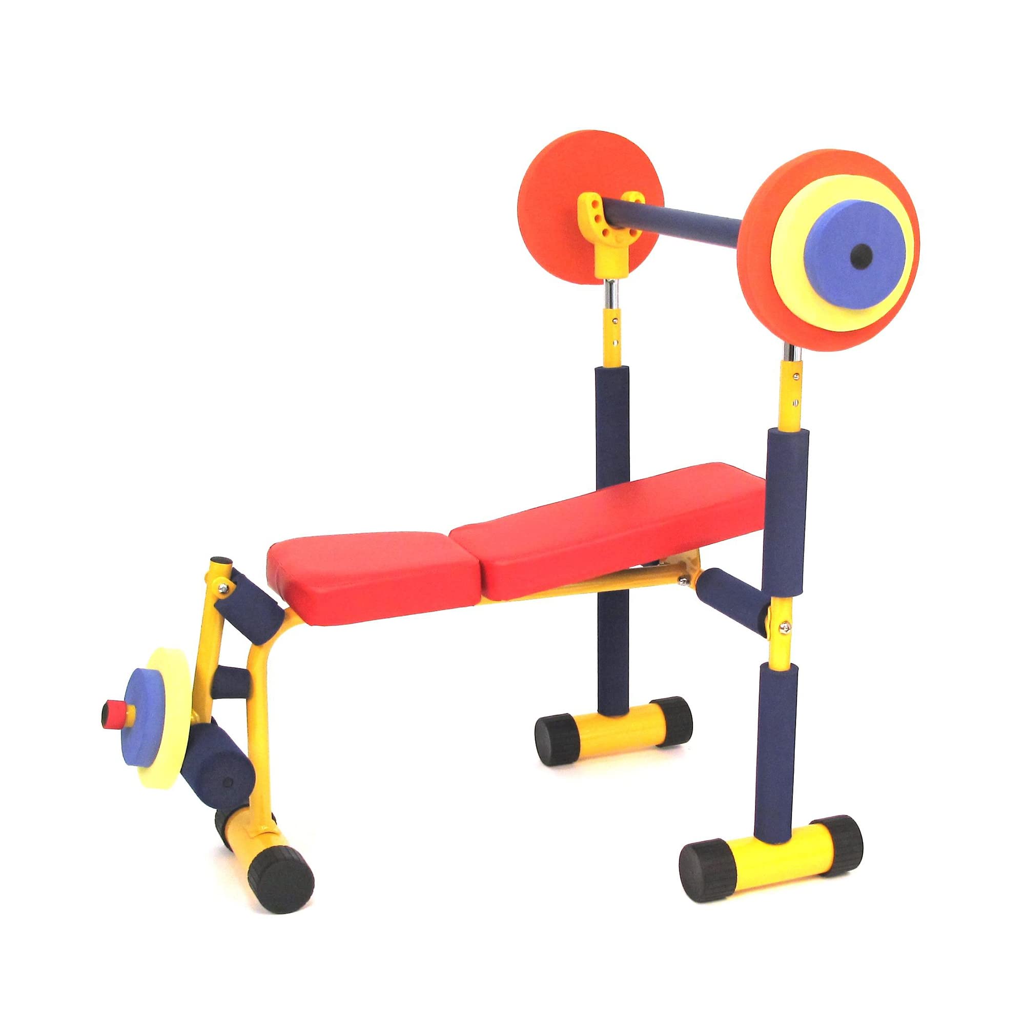 Redmon Kids Adjustable Weight Bench Press Set with Barbell & Foam Weights - Fun & Fitness Training for Children | Home Gym Equipment for Youth Strength Exercise